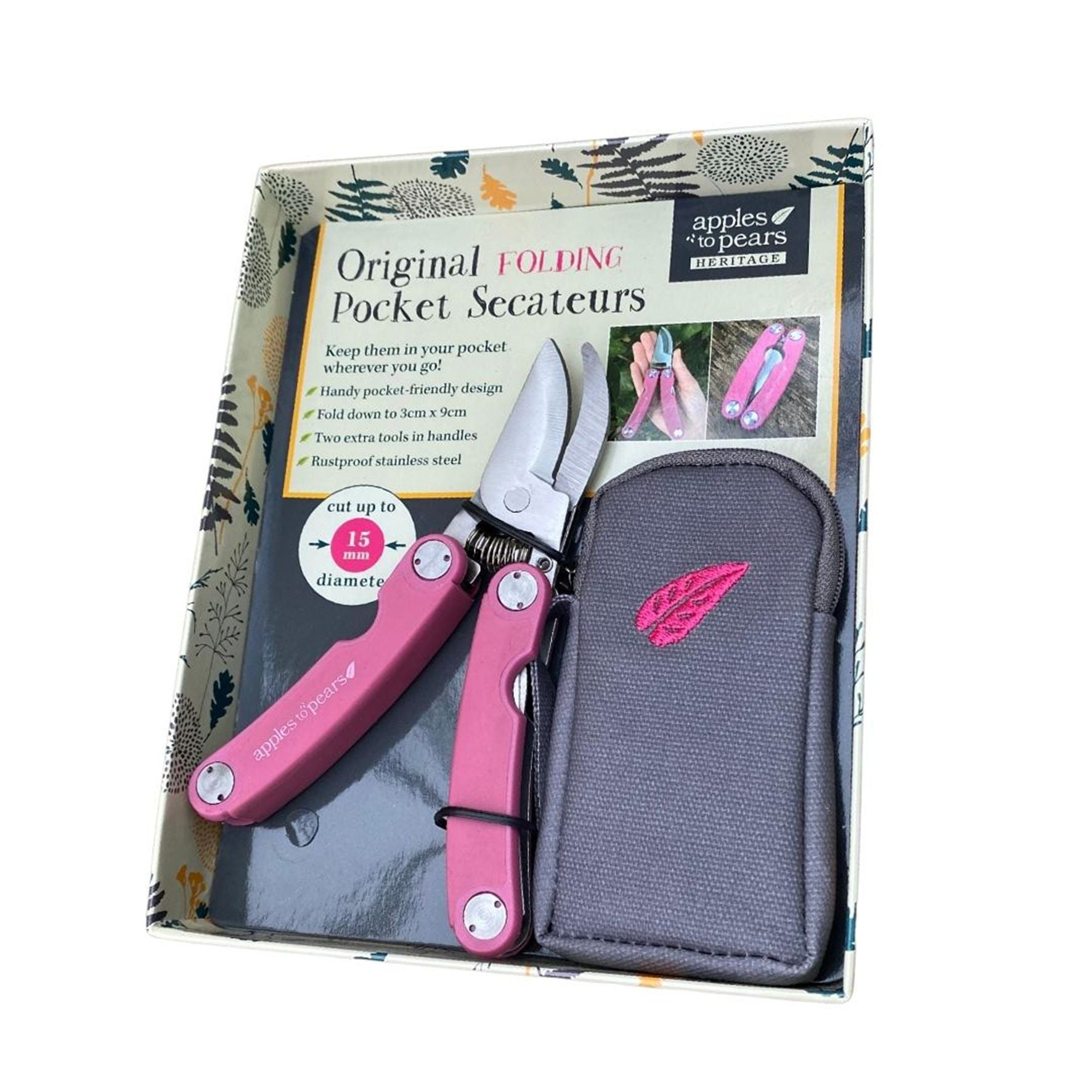 Apples To Pears Original Folding Pocket Secateurs - Fushia Pink