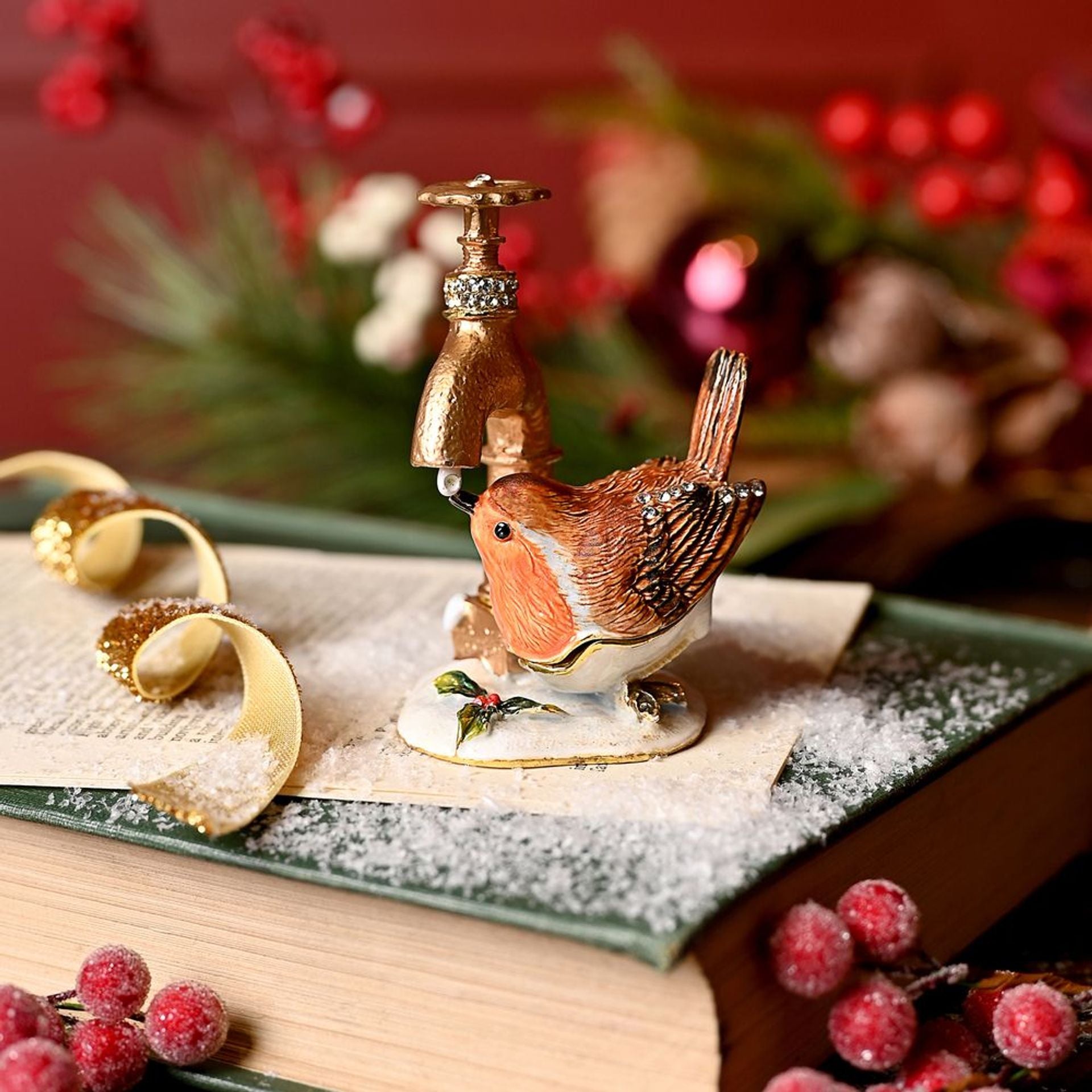 Treasured Trinkets - Robin Drinking From Tap