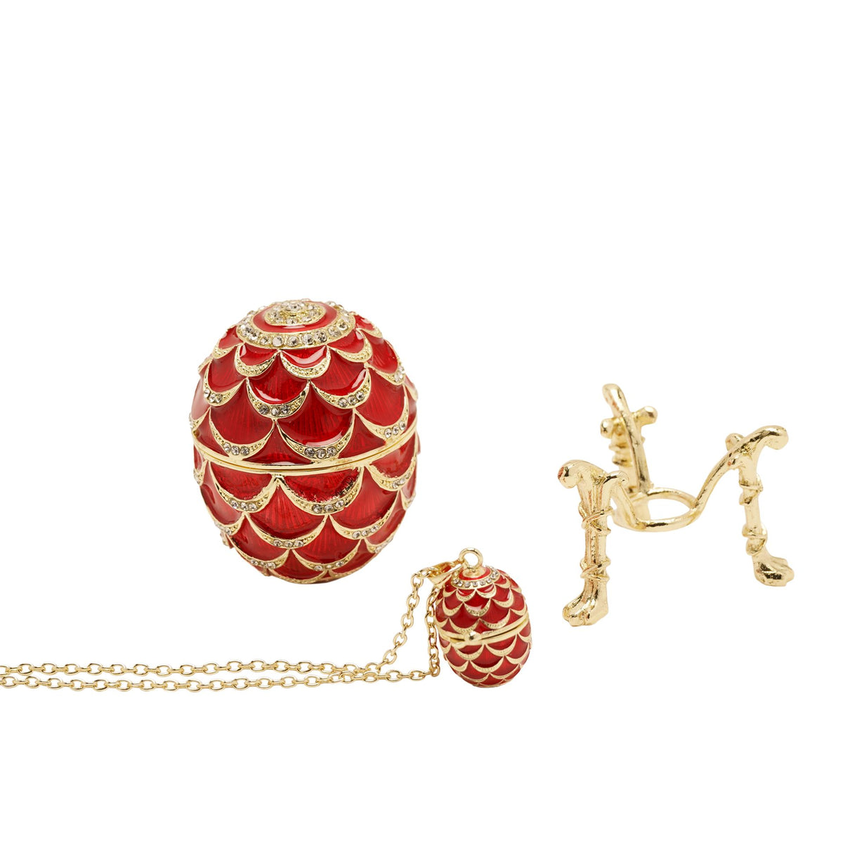Treasured Trinkets - Red Small Egg & Necklace Set