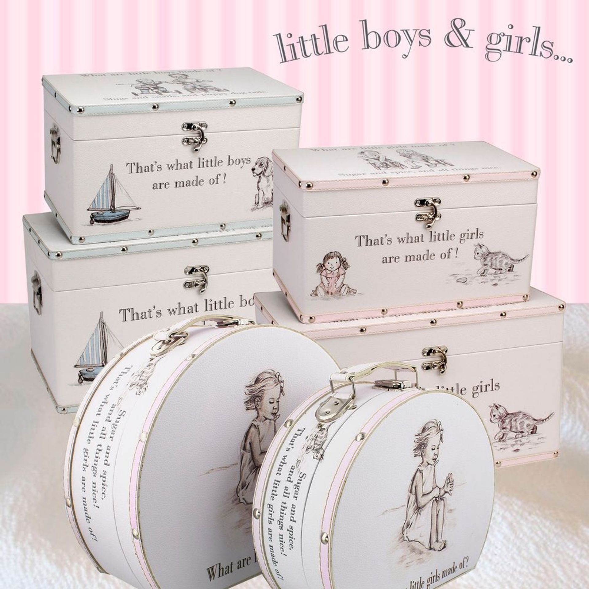 Luggage series - Set of 2 Storage Boxes - "Little Girls"