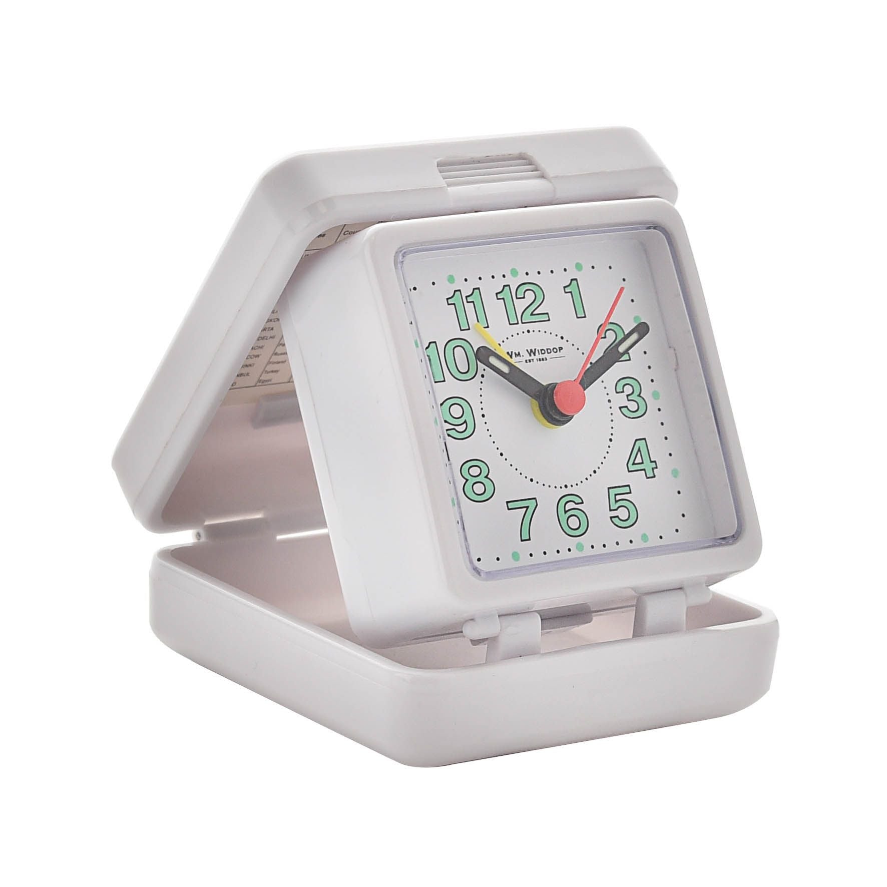 Hometime Quartz Travel Alarm-All White Case&Dial + B