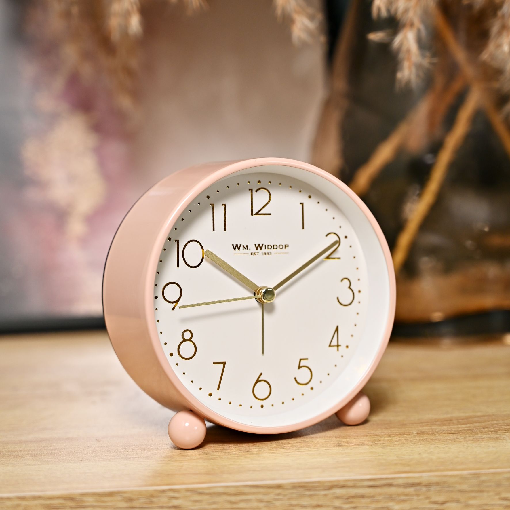 Hometime Metal Case Alarm Clock Light & Snooze Blush 10.8cm