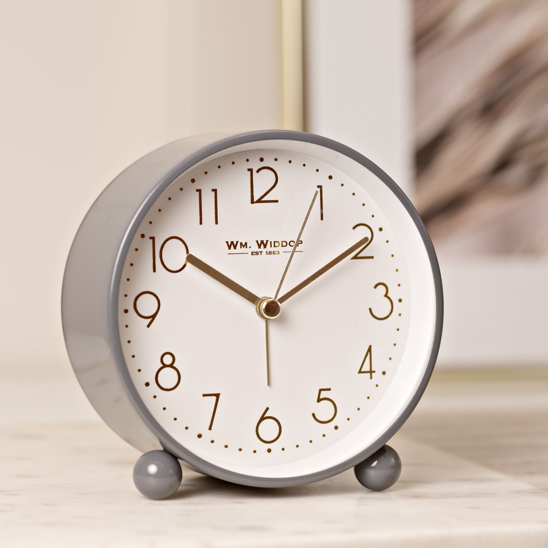 Hometime Metal Case Alarm Clock Light & Snooze Grey 10.8cm