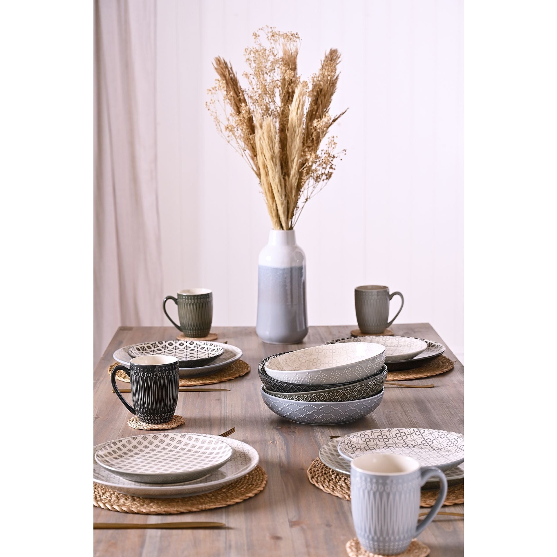 Set of 4 Tile Pattern Pasta Bowls