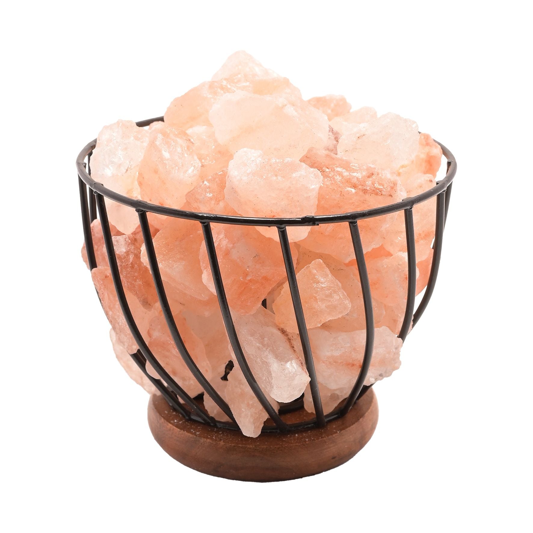 Himalayan Rock Salt Metal Basket Lamp