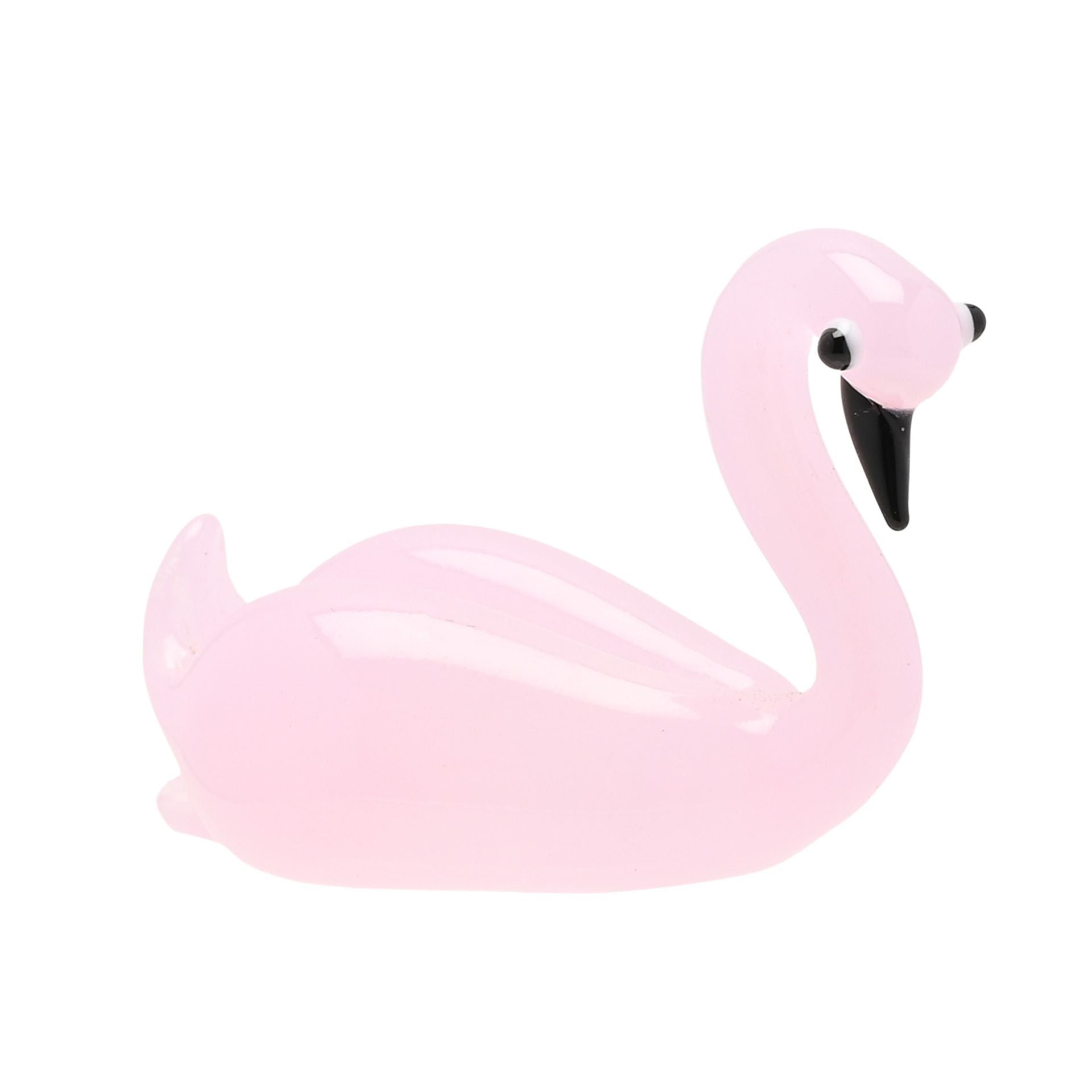 Objets d'art Miniature Glass Figurine - Pink Swan