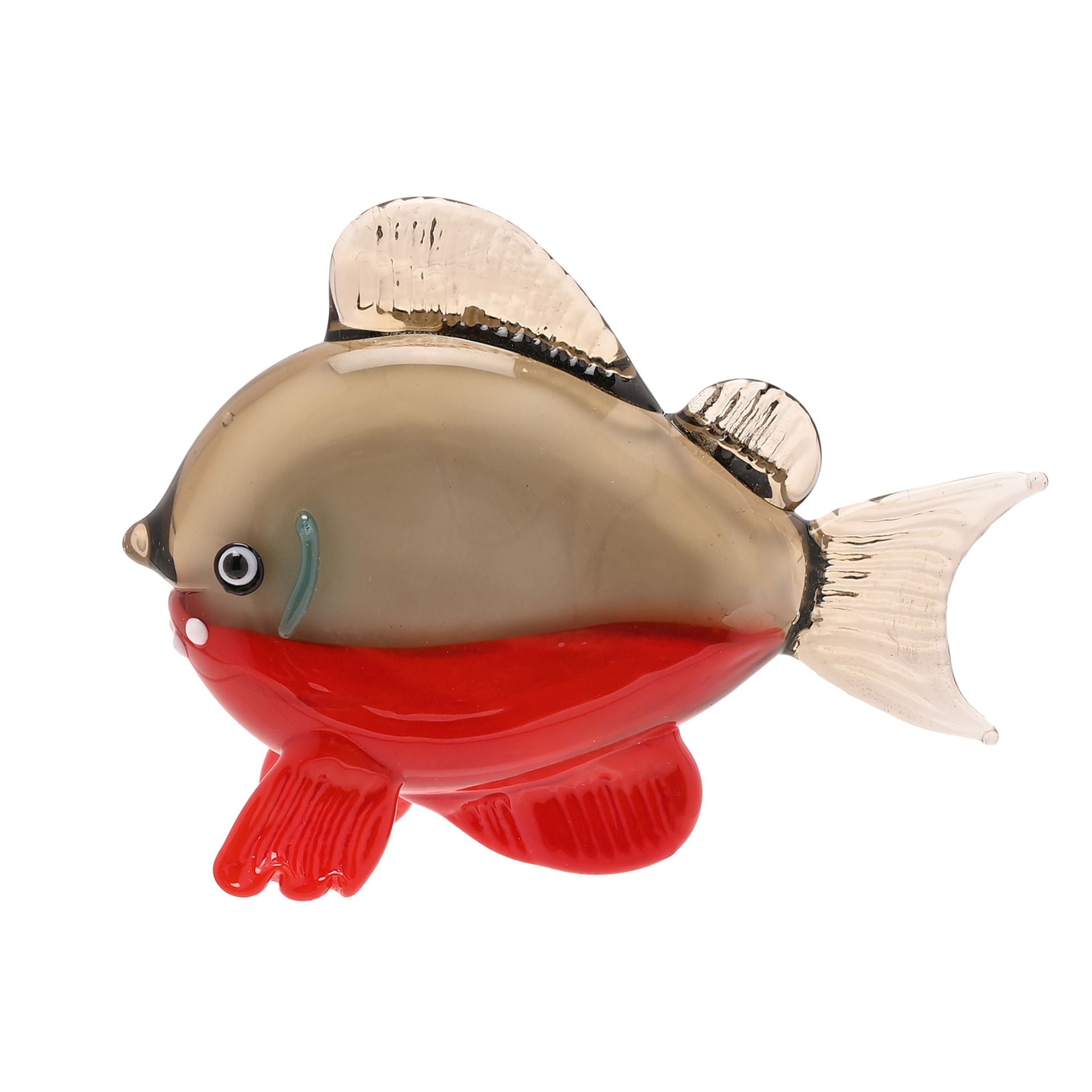 Objets d'art Miniature Glass Figurine - Grey & Orange Fish