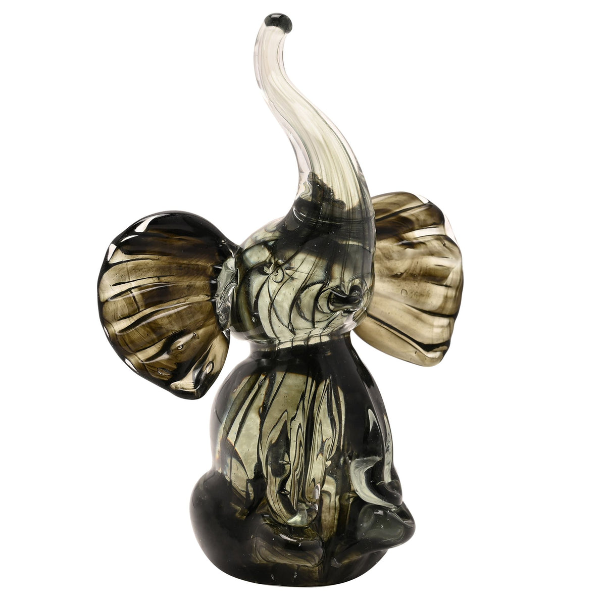 Objets D'art Glass Figurine - Trumpet Elephant