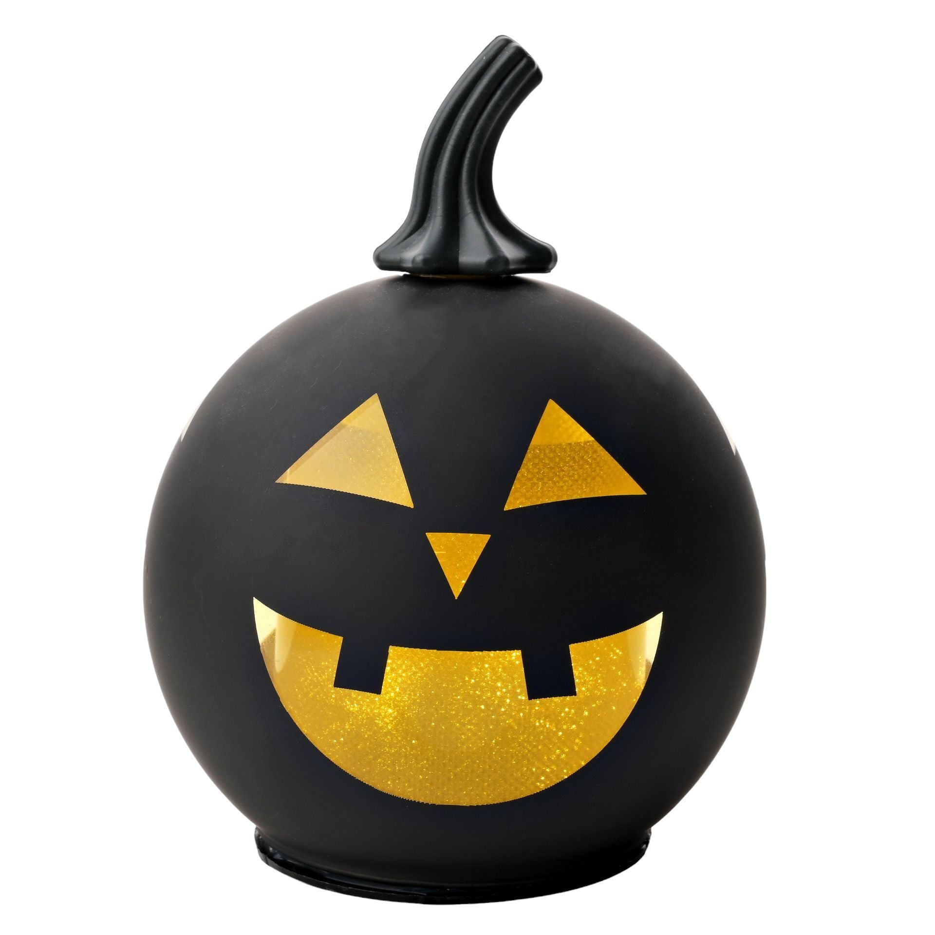 Black LED Glass Pumpkin- Small