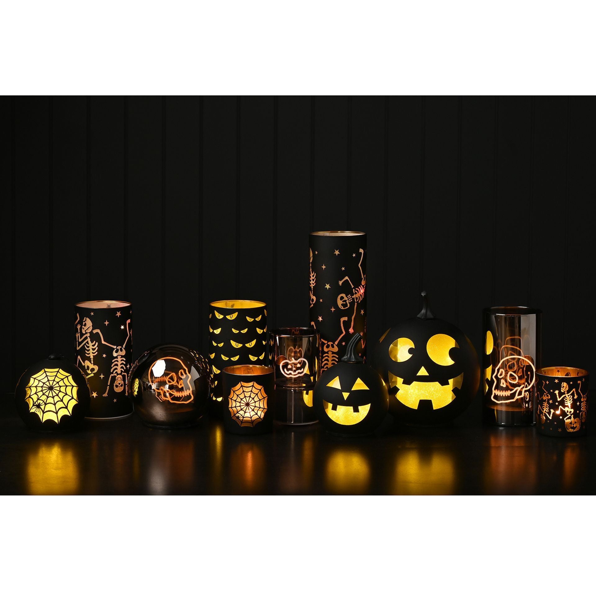 Black LED Glass Pumpkin- Small