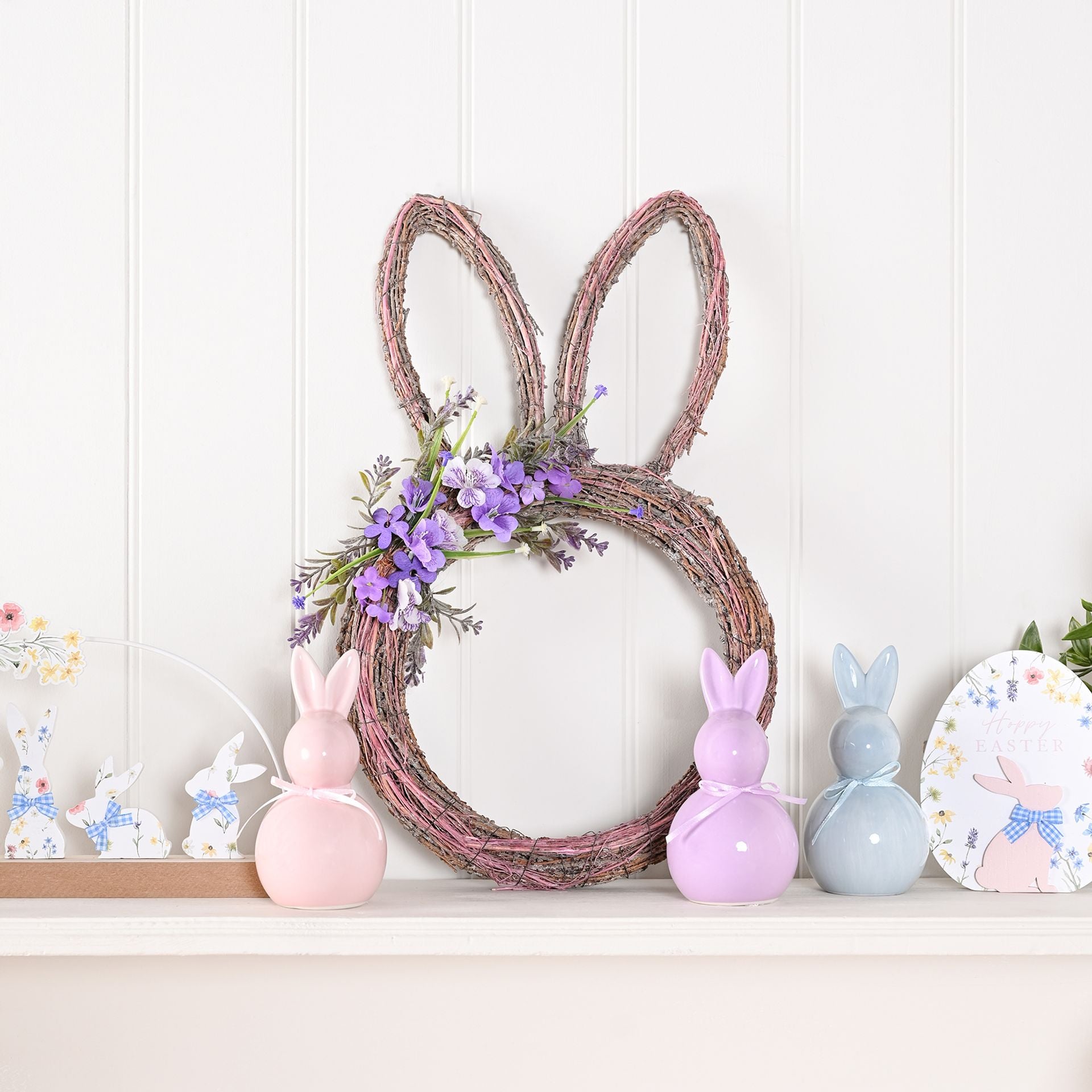 Eggs-traordinary Gifting Company Purple Bunny Ears Wreath 27cm