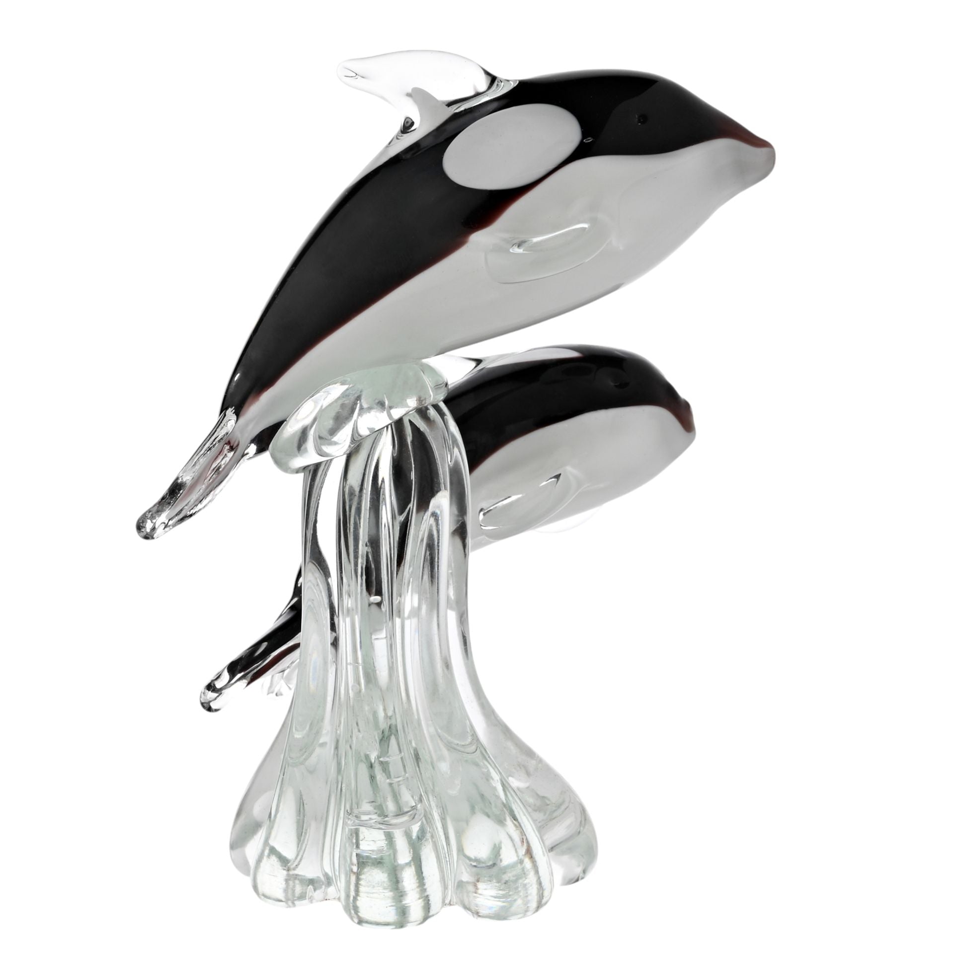 Objets d'art Glass Figurine - Jumping Whale Duo