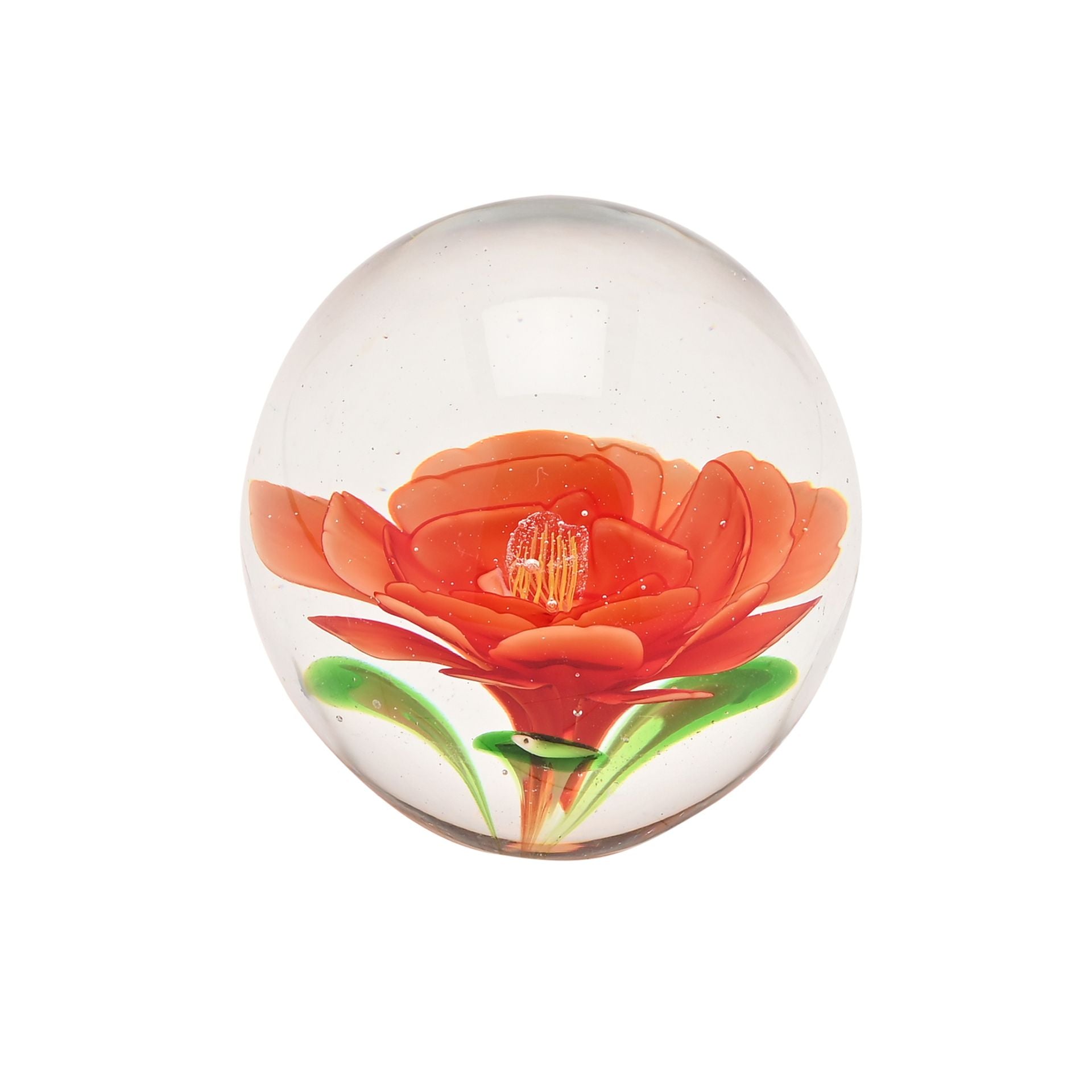 Objets d'art Orange Flower Paper Weight