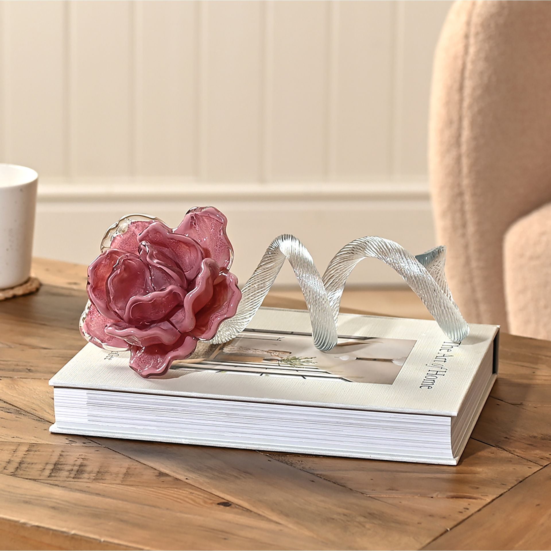 Objets d'art Glass Figurine - Large Pink Flower