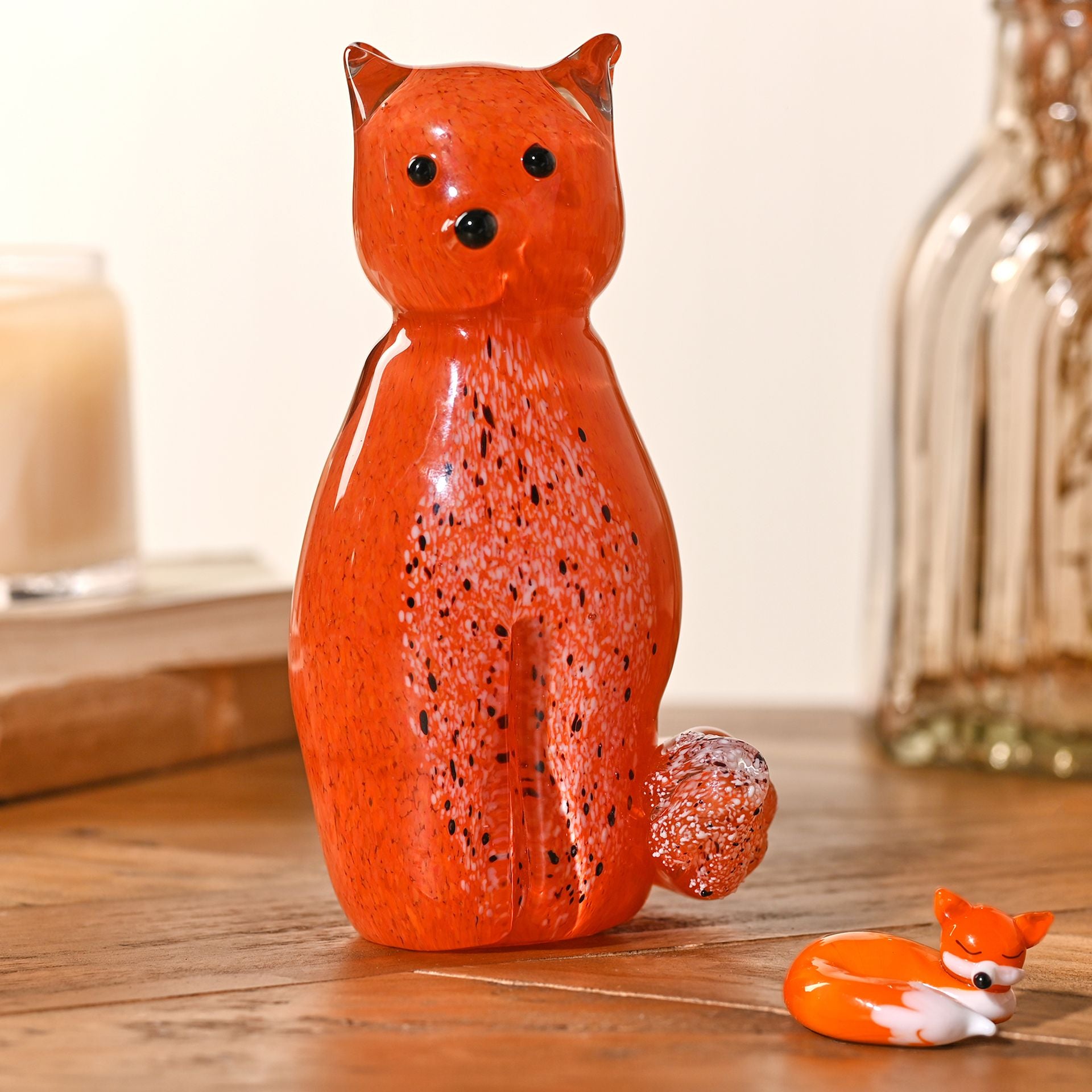 Objets d'art Glass Figurine - Seated Fox