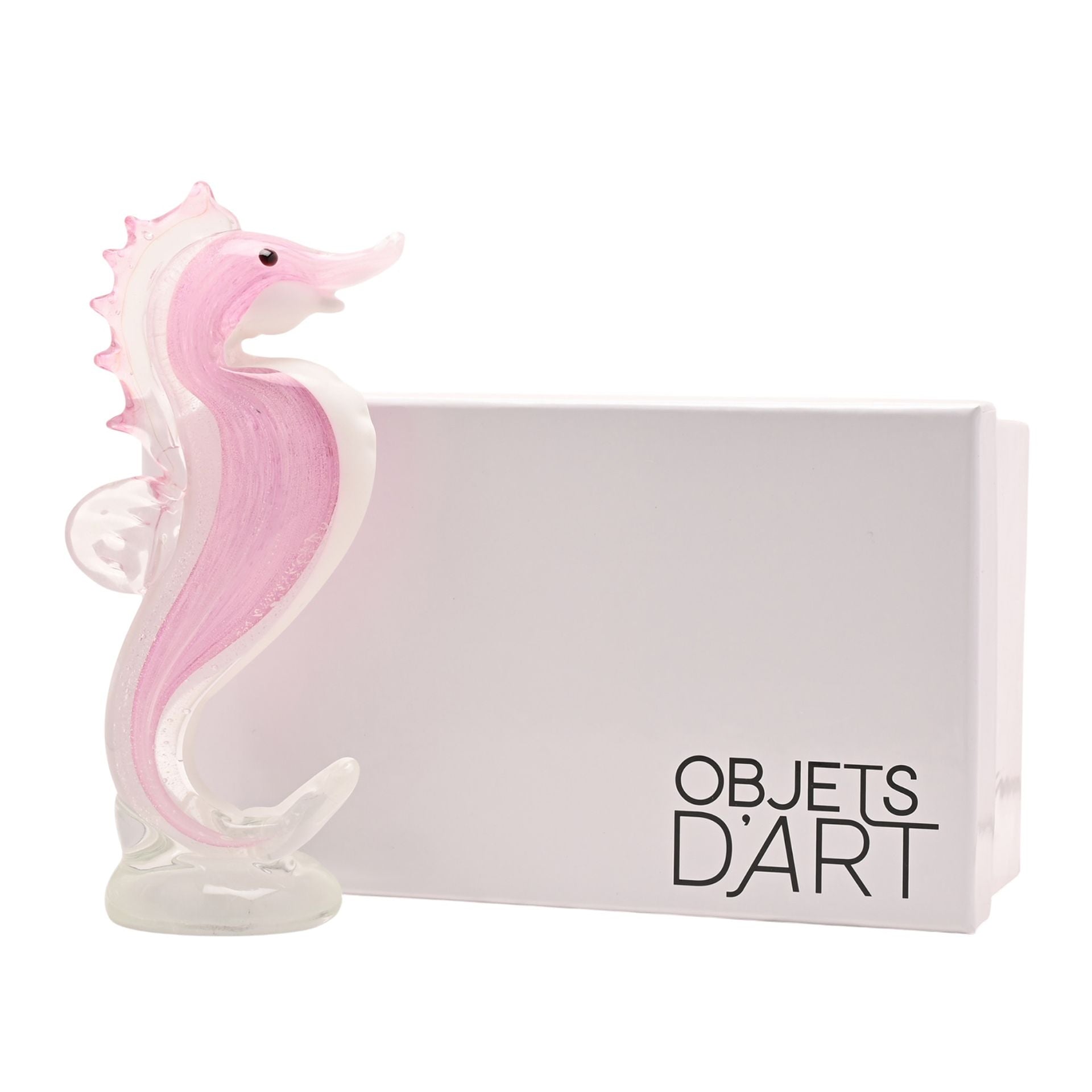 Objets d'art Glass Figurine - Pink Seahorse