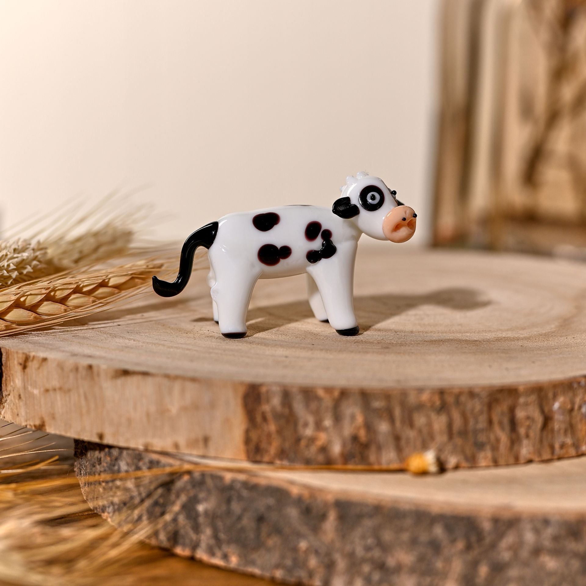 Objets d'art Glass Miniature Figurine - Cow