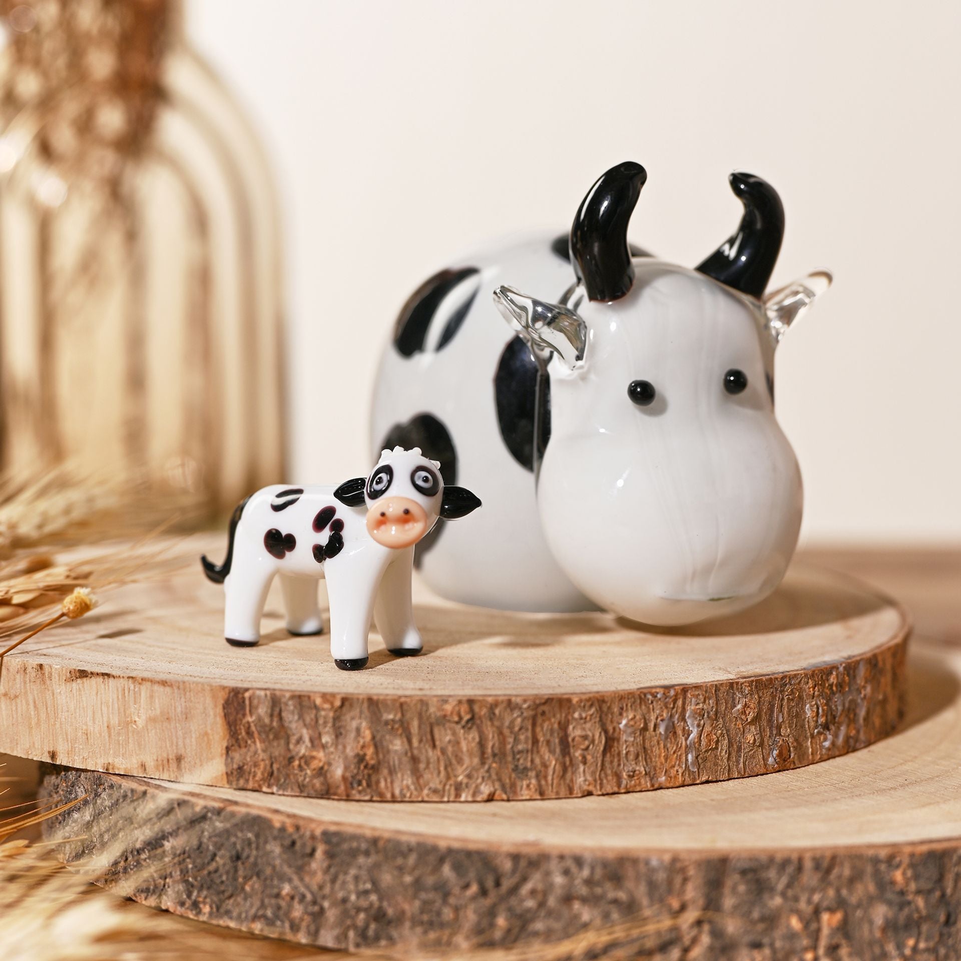 Objets d'art Glass Miniature Figurine - Cow