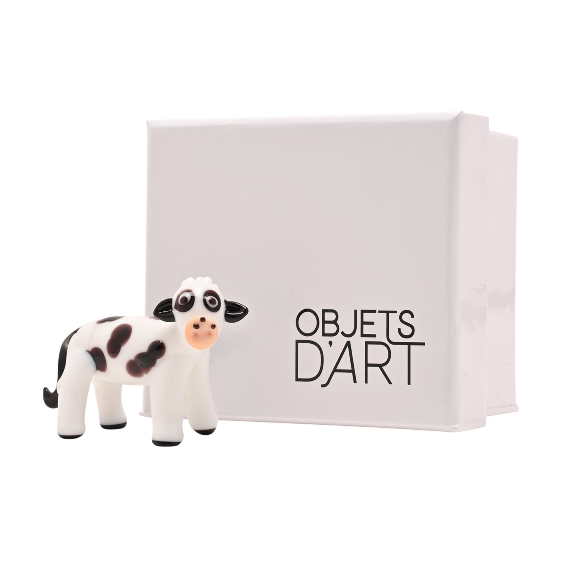 Objets d'art Glass Miniature Figurine - Cow