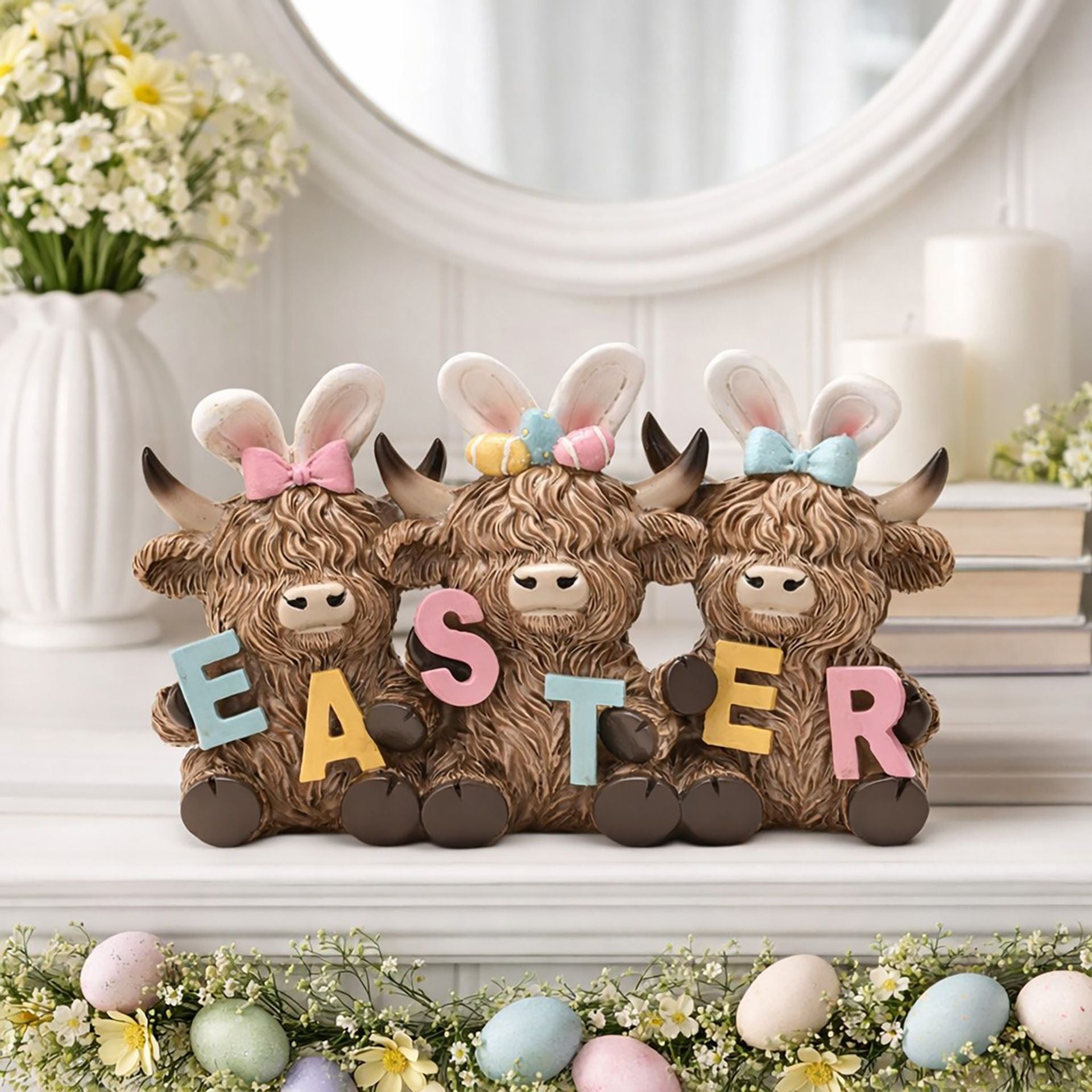 Eggs-traordinary Gifting Company Highland Cows Easter Figurine