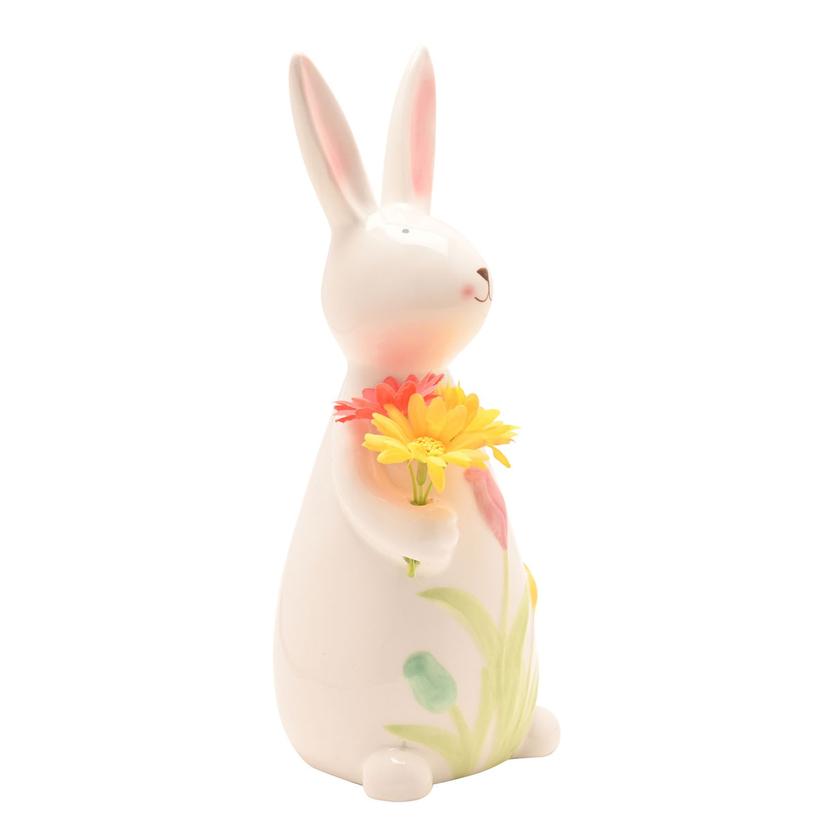The Eggs-traordinary Gifting Co Ceramic Bunny Holding Flowers- 24cm