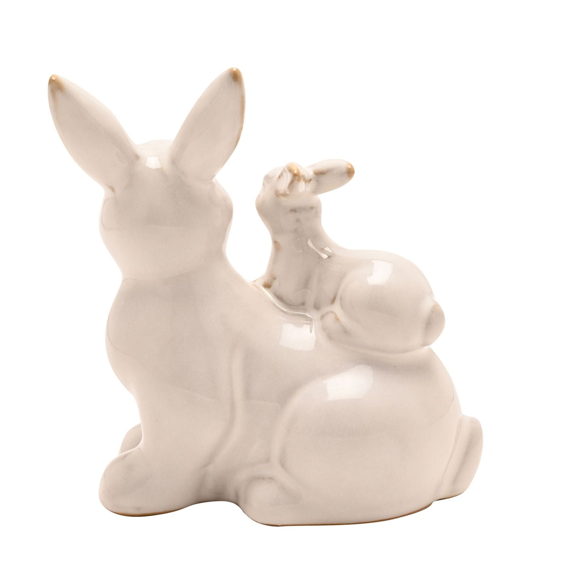 The Eggs-traordinary Gifting Co Reactive Glaze Bunny & Baby Figurine 13cm