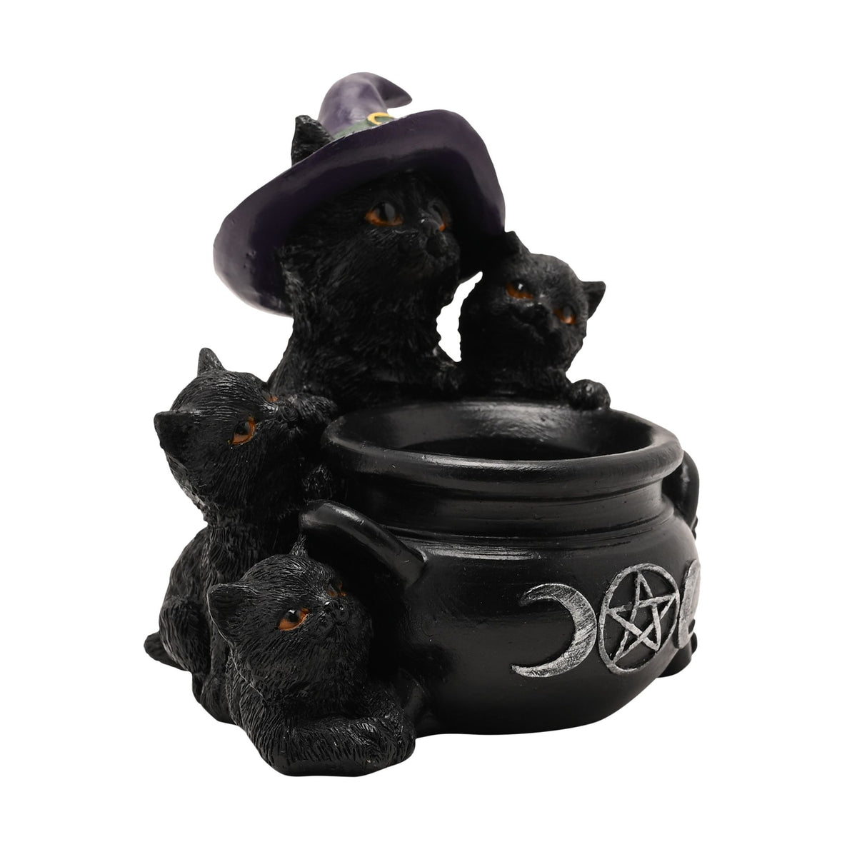 Mystic Legends Black Cats and Cauldron Tealight Holder