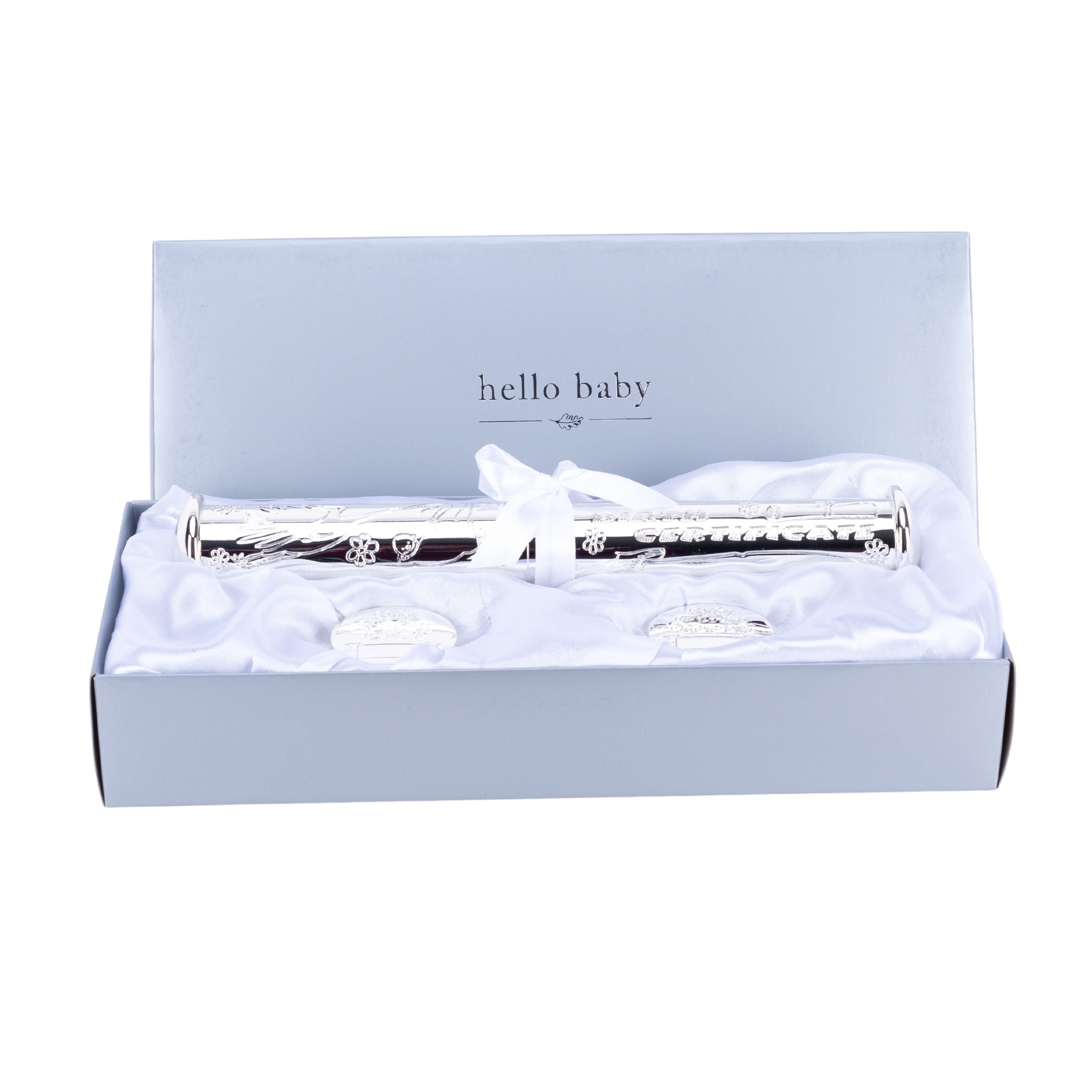 Silverplated Birth certificate Holder &1st Tooth & Curl Set