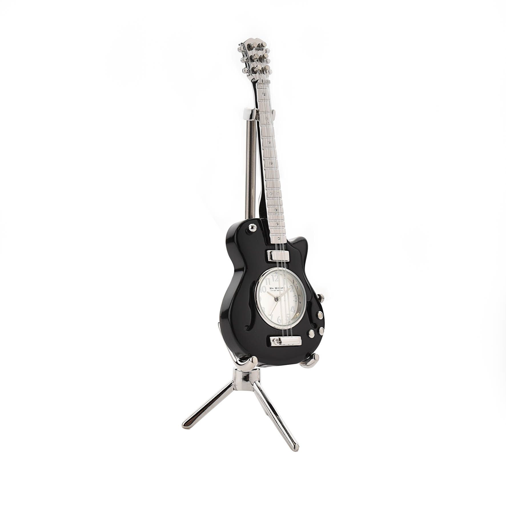 Wm Widdop Miniature Clock - Guitar - Black