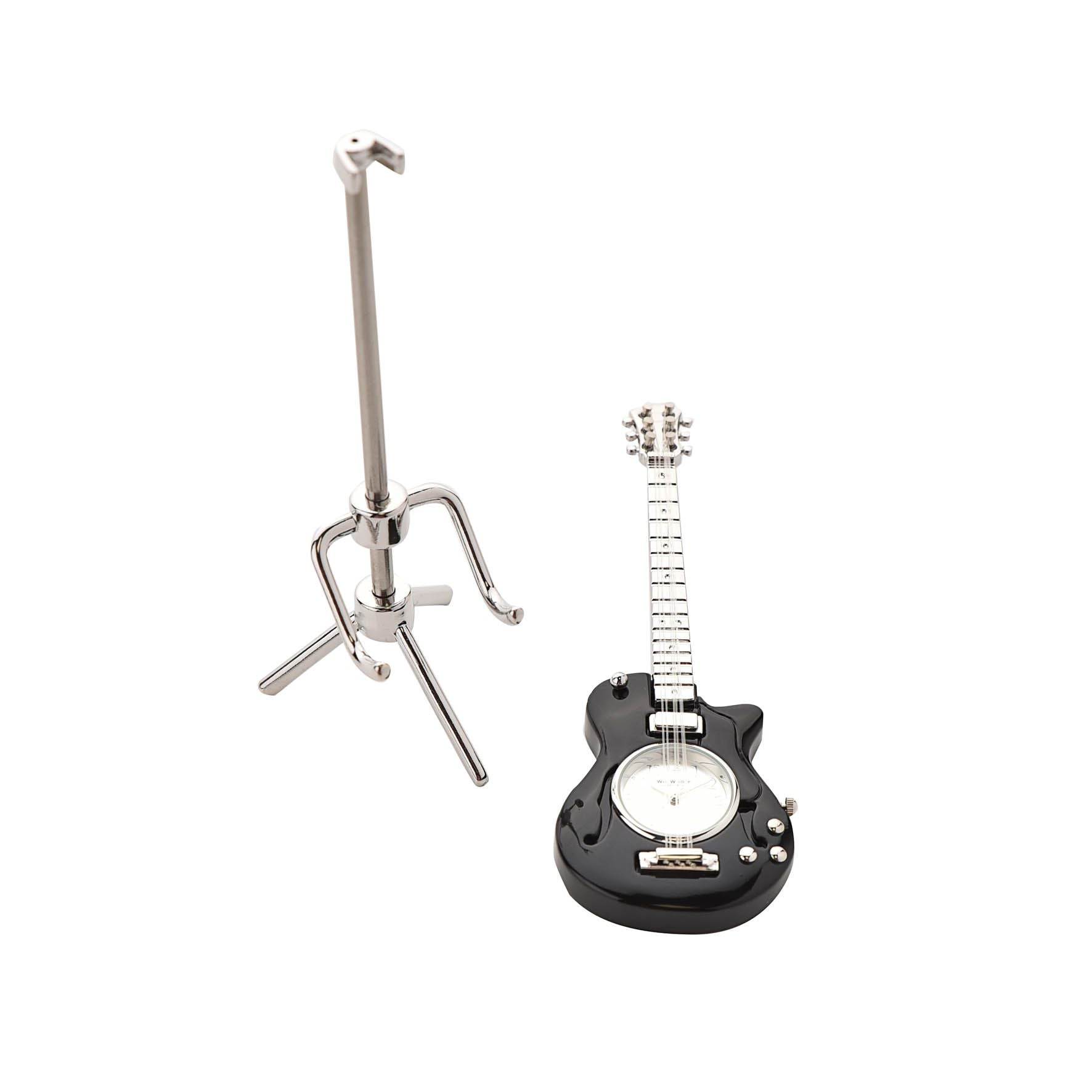 Wm Widdop Miniature Clock - Guitar - Black
