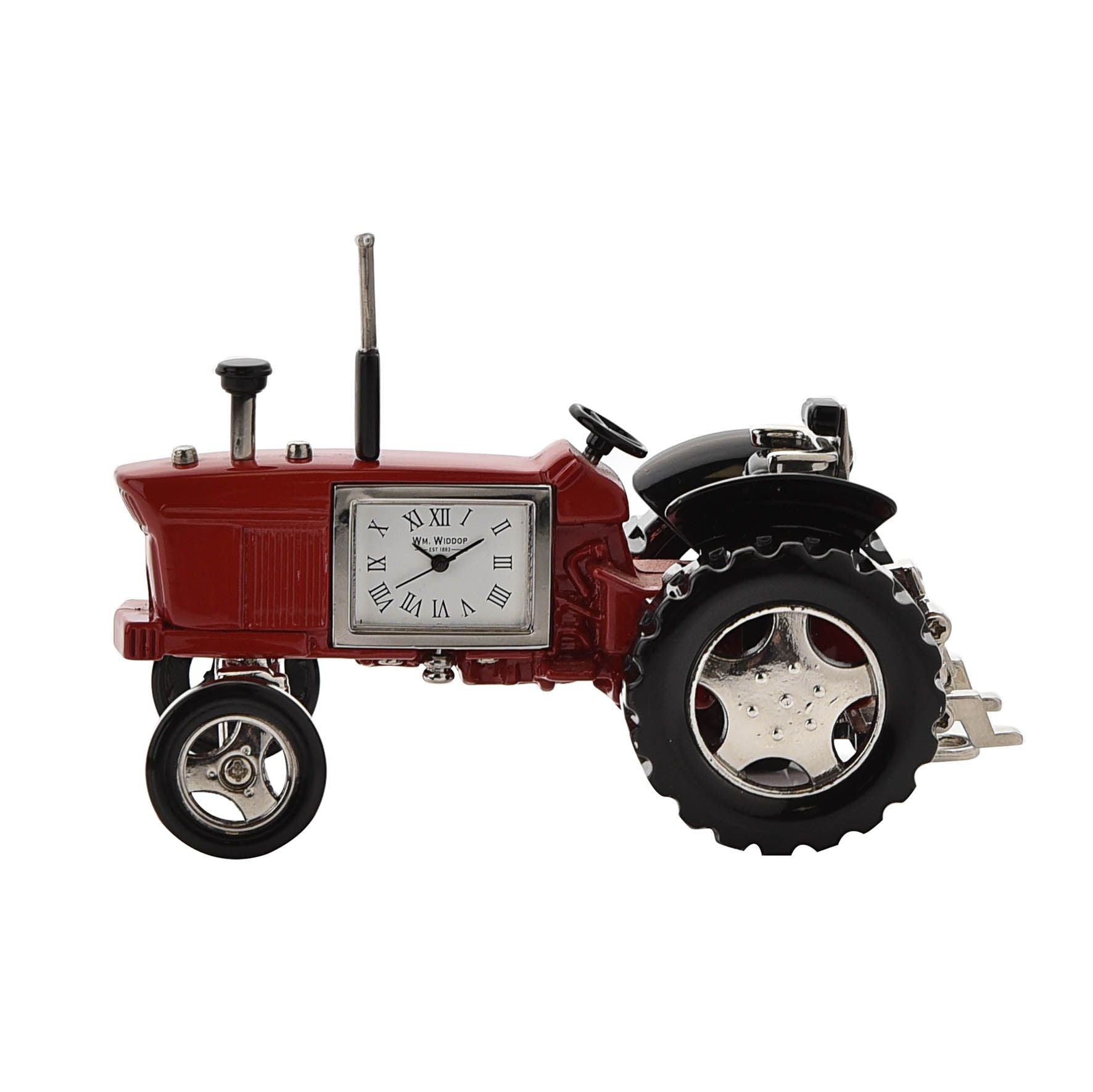 Wm Widdop Miniature Clock Tractor Red & Black Roman Dial