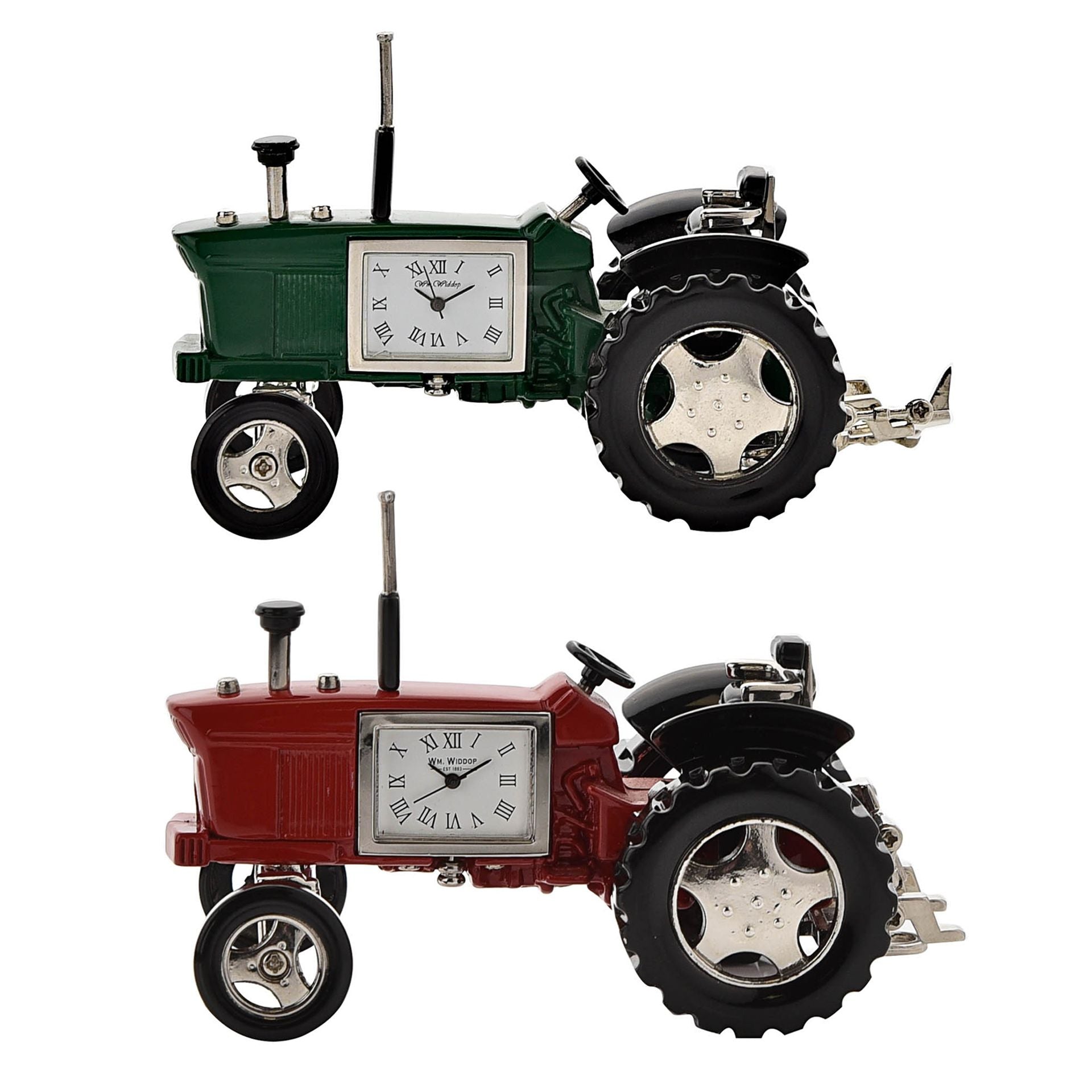 Wm Widdop Miniature Clock Tractor Red & Black Roman Dial