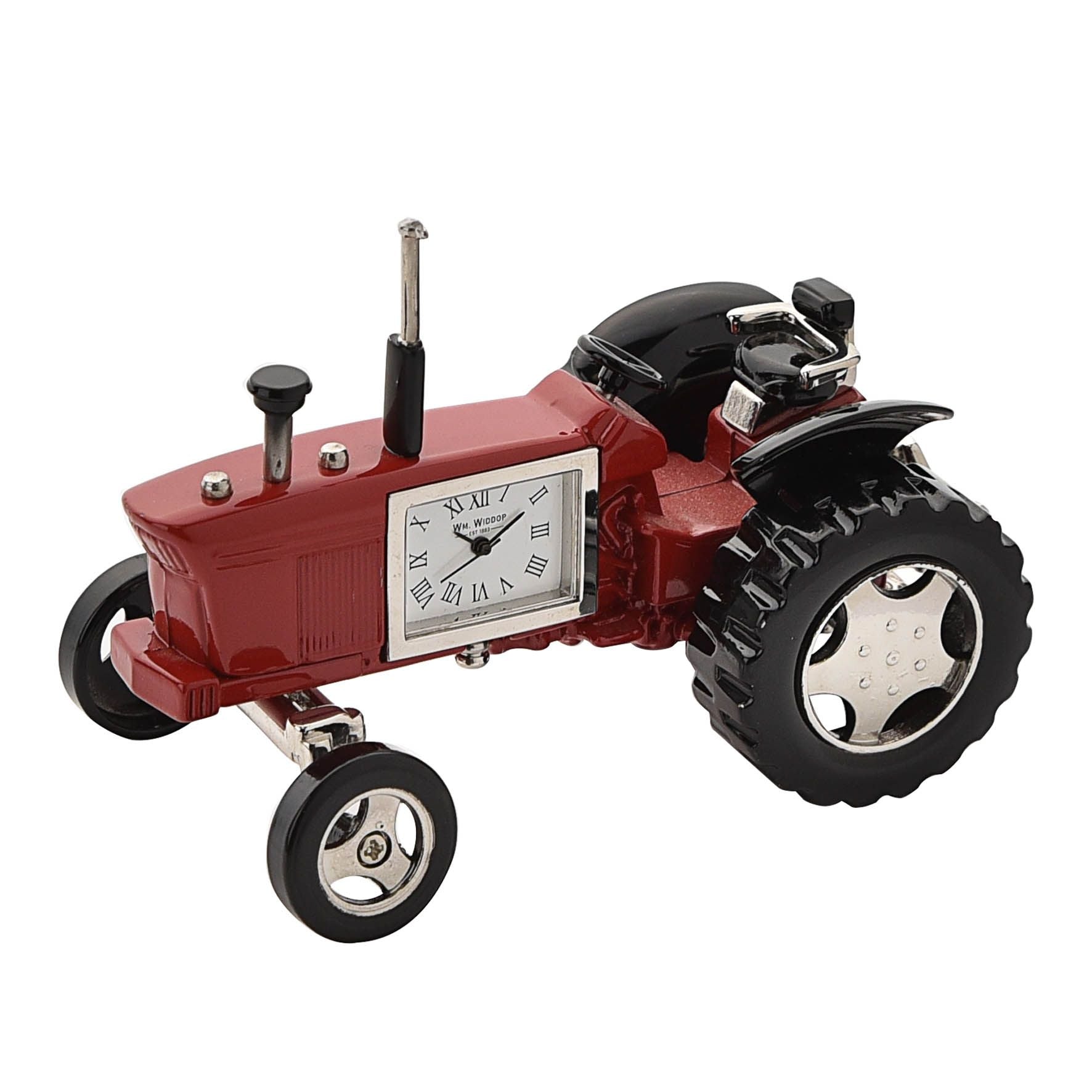 Wm Widdop Miniature Clock Tractor Red & Black Roman Dial