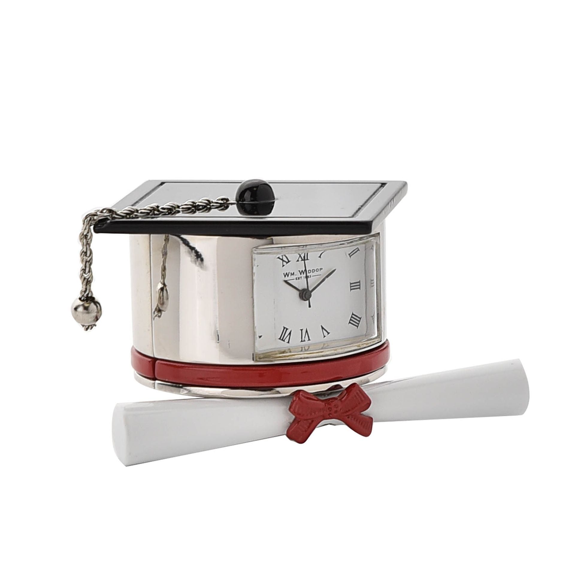 Wm.Widdop Miniature Clock - Graduation Hat & Scroll