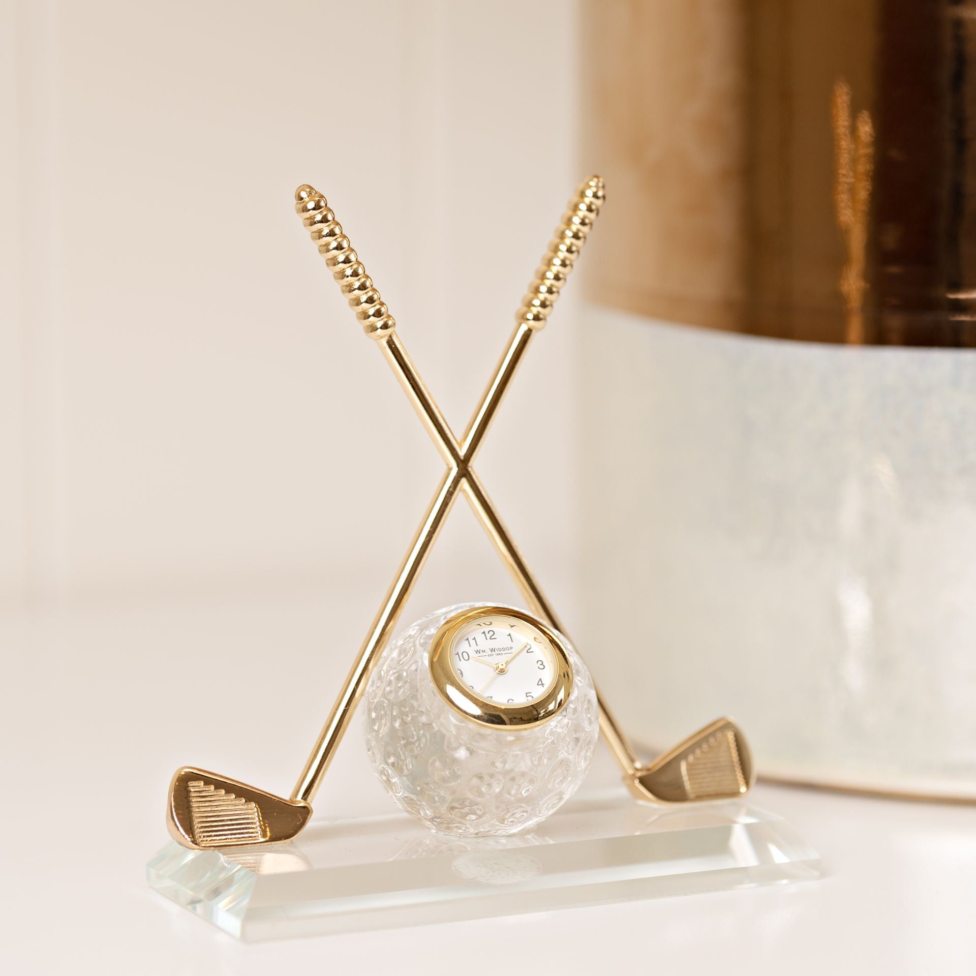 Wm.Widdop Miniature Crossed Golf Clubs with Glass Ball