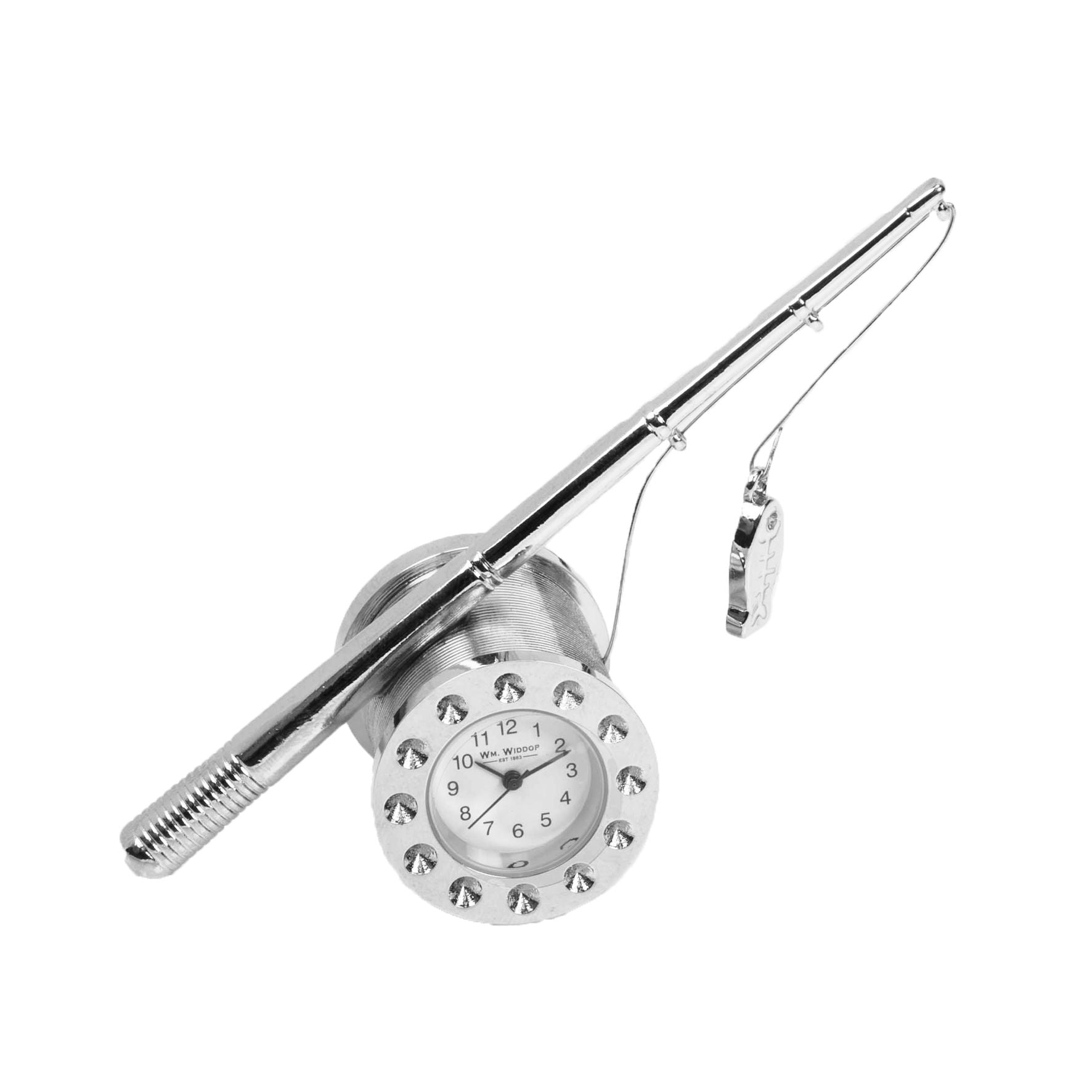 Wm.Widdop Miniature Clock Fishing Pole - Satin Silver Finish