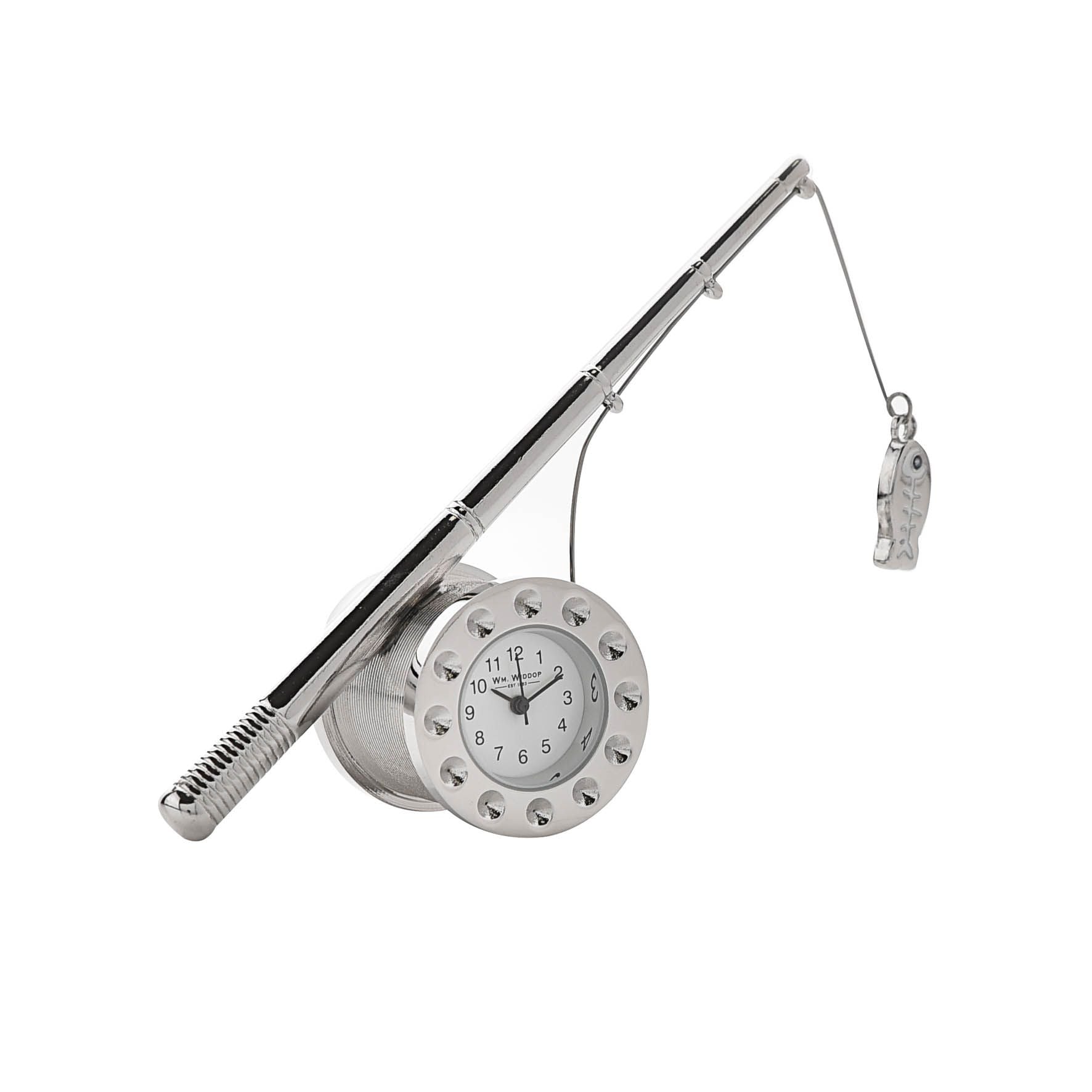 Wm.Widdop Miniature Clock Fishing Pole - Satin Silver Finish