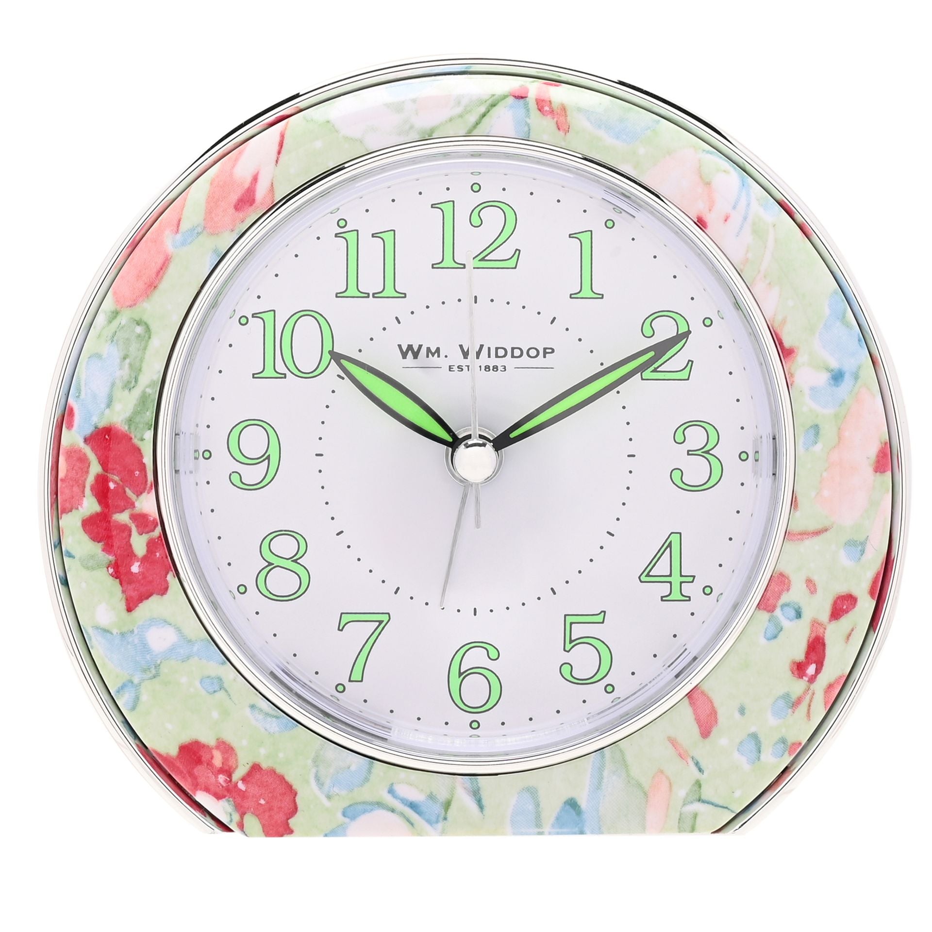 Wm.Widdop Quartz Alarm Clock - Green Leaf Design L/S/C