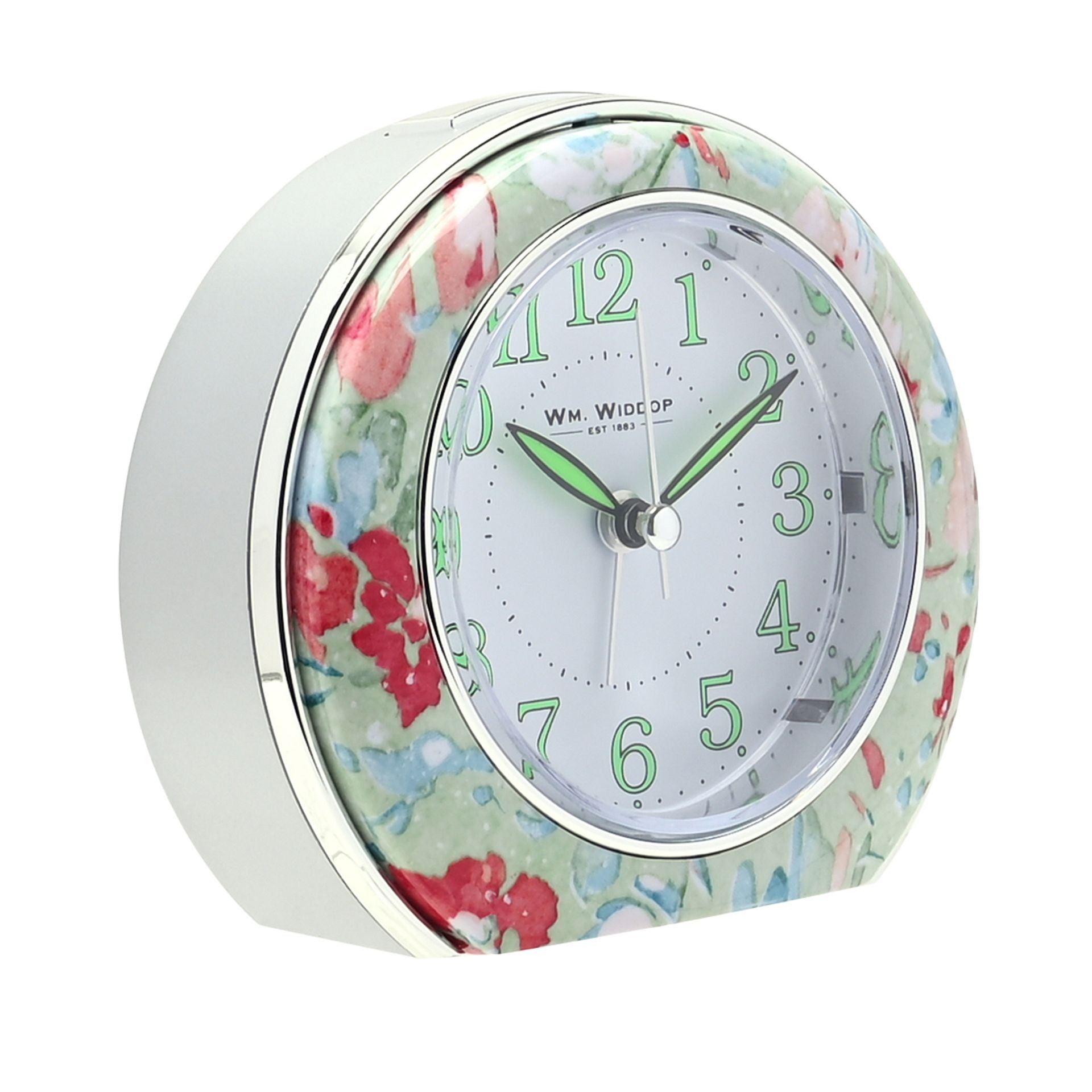 Wm.Widdop Quartz Alarm Clock - Green Leaf Design L/S/C