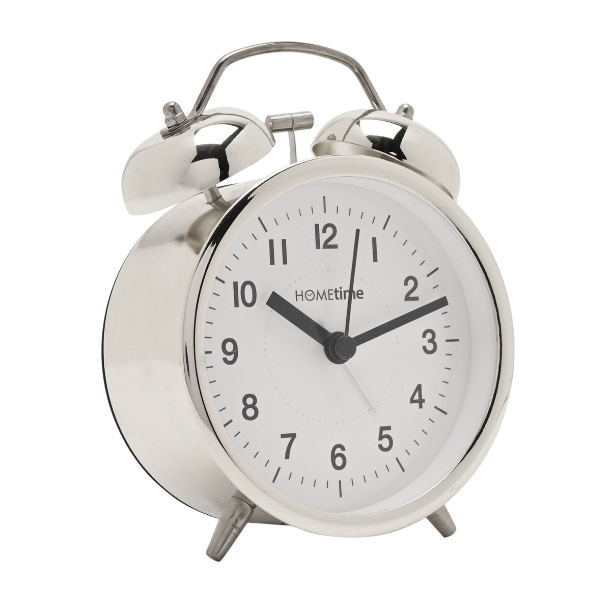 Hometime Metal Table Bell Alarm Clock - Silver