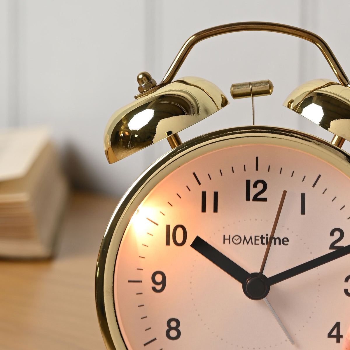 Hometime Metal Table Bell Alarm Clock - Gold