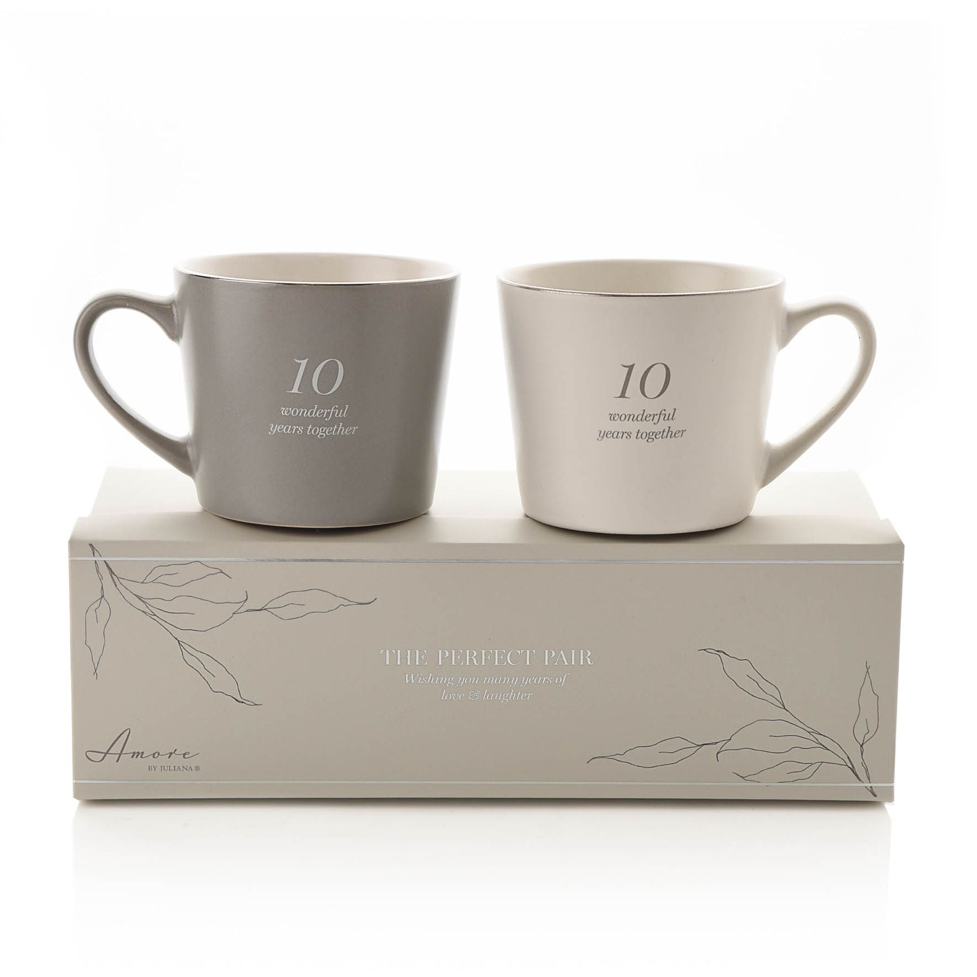 Amore Set of 2 Grey & White Mugs