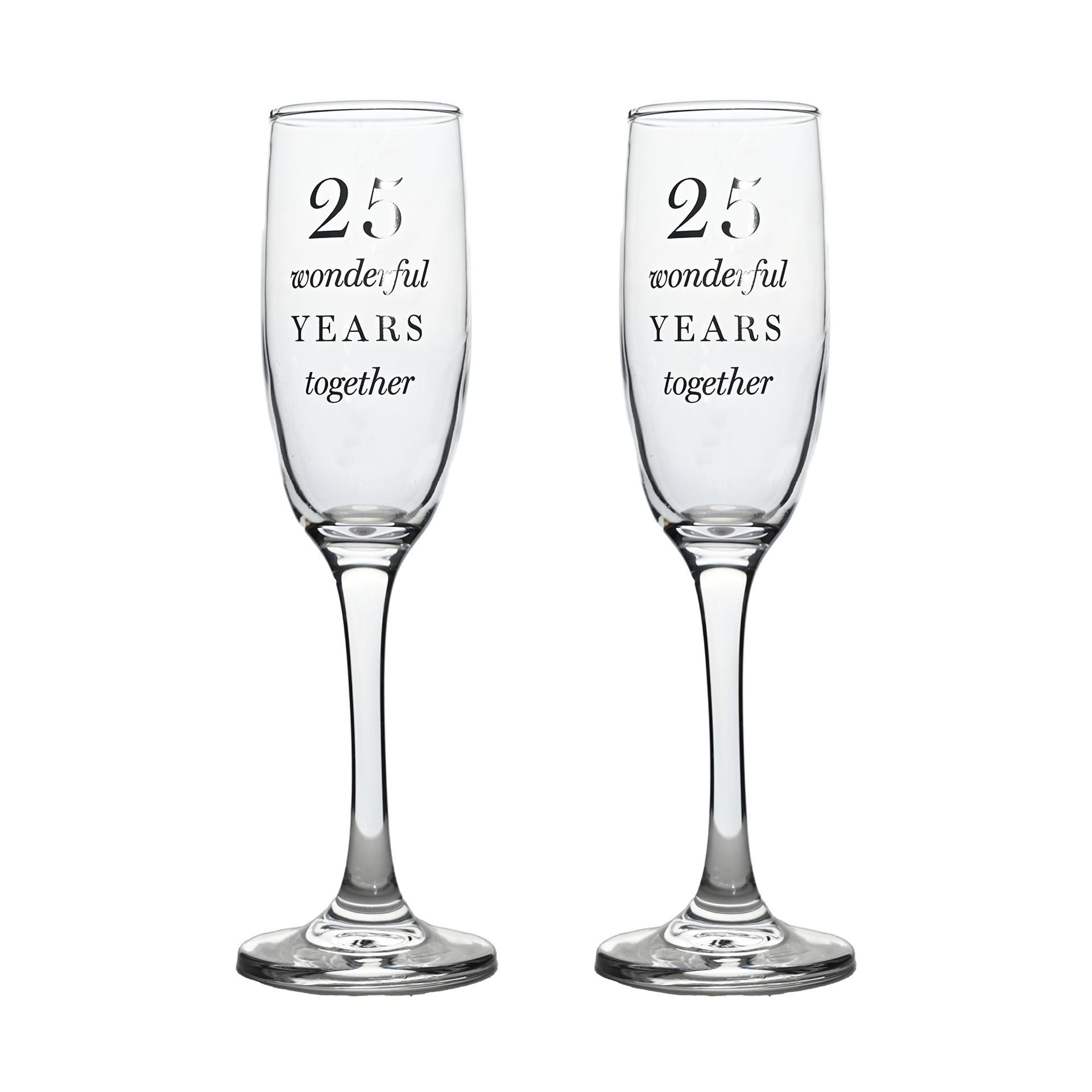 Amore Champagne Flutes Set of 2 - 25th Anniversary