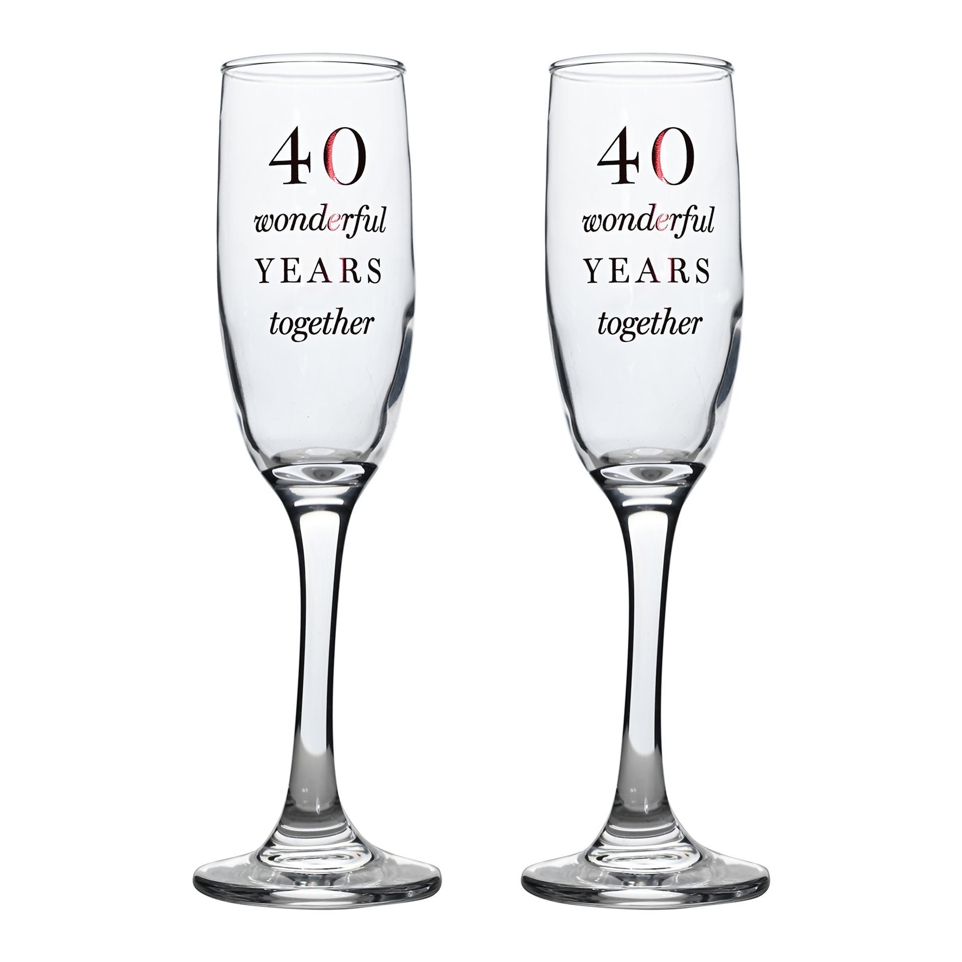 Amore Champagne Flutes Set of 2 - 40th Anniversary