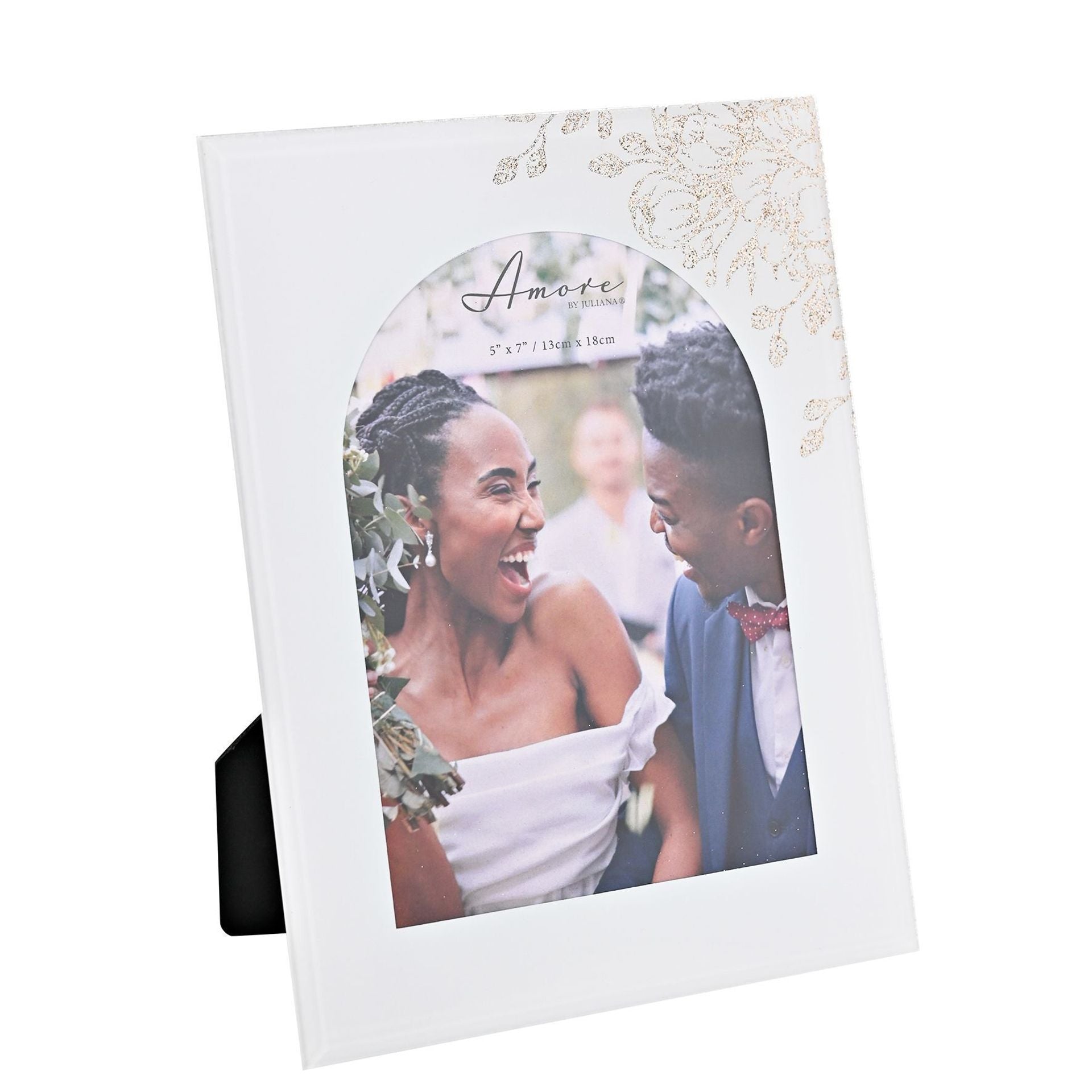Amore White Floral Glass Arch Photo Frame 5" x 7"