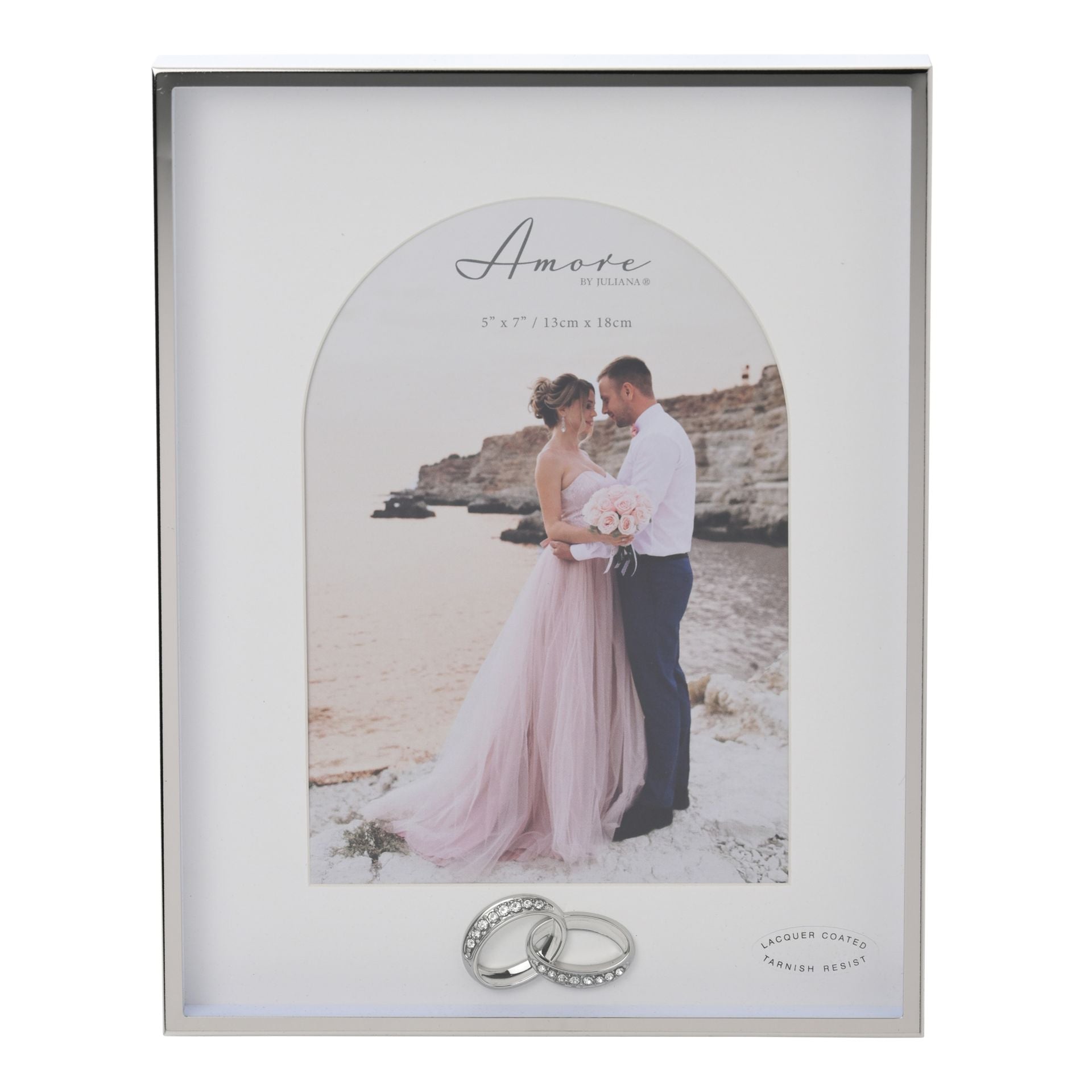 Amore Box Arch Photo Frame With Rings 5" x 7"