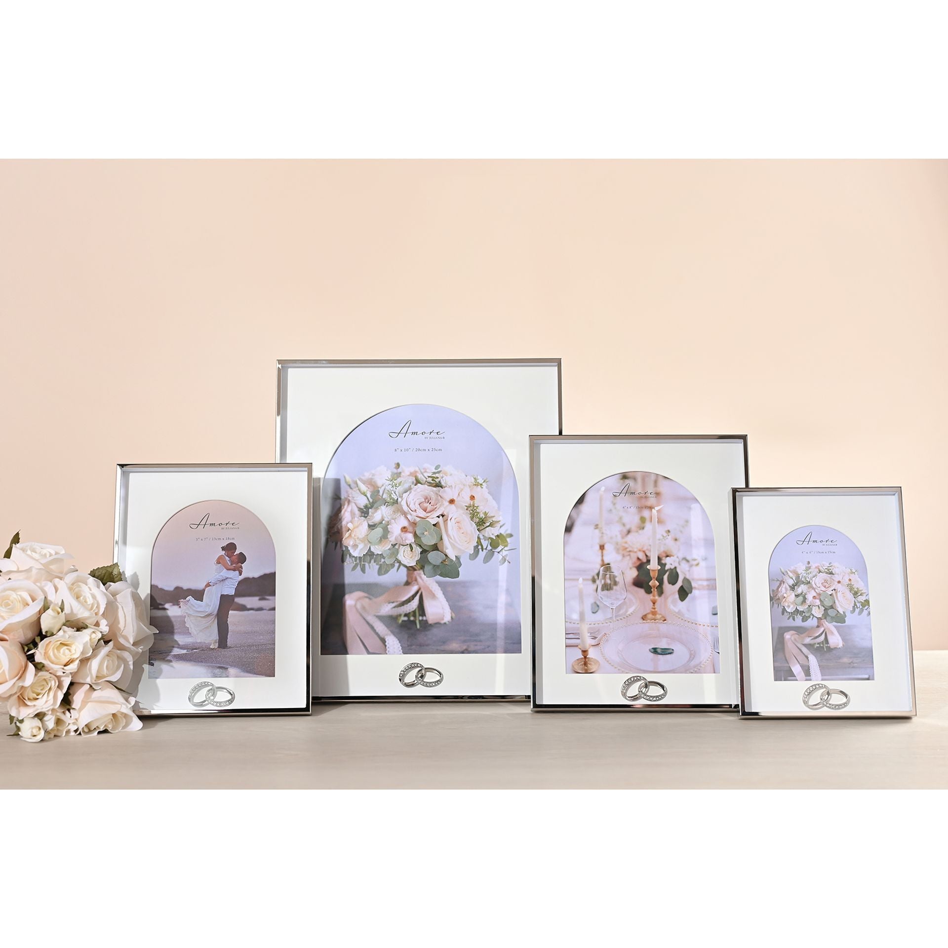 Amore Box Arch Photo Frame With Rings 8" x 10"