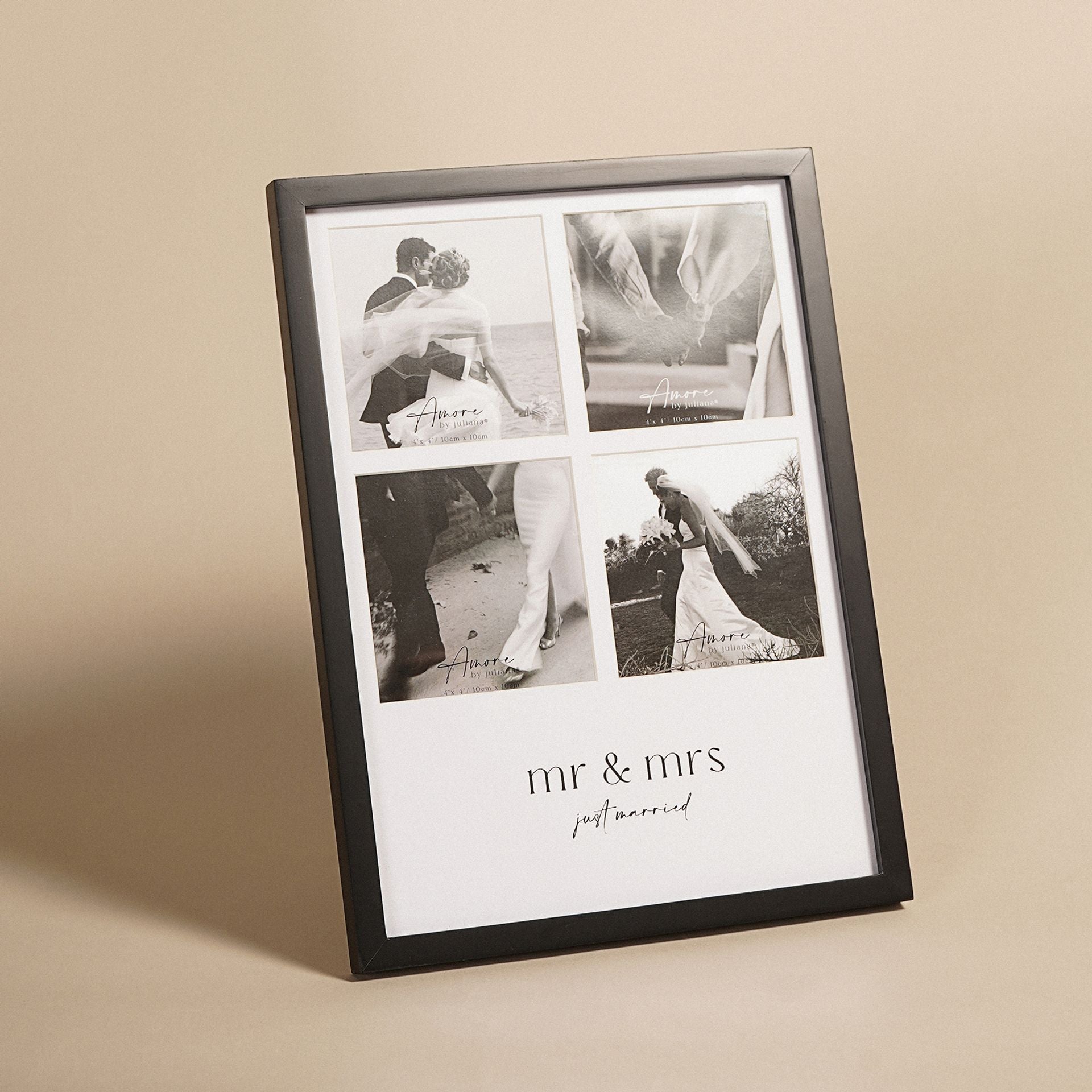 Amore Black Multi Aperture Photo Frame - Mr & Mrs