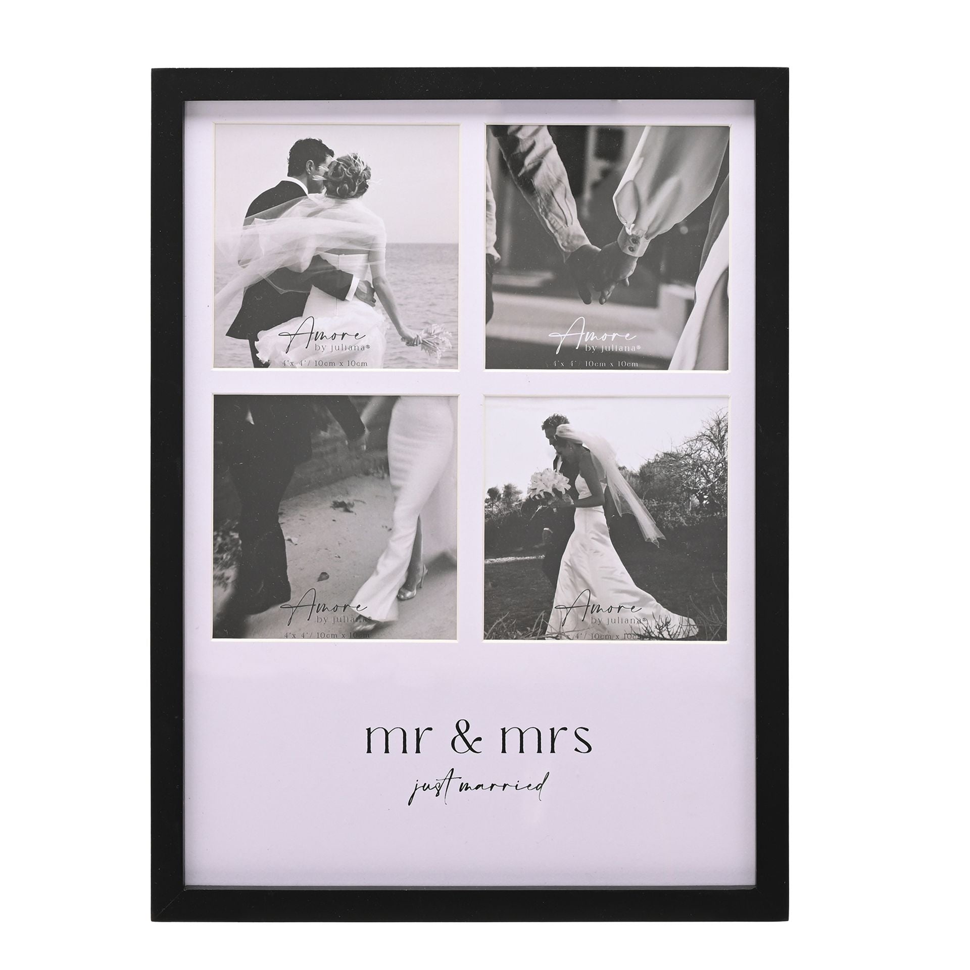Amore Black Multi Aperture Photo Frame - Mr & Mrs