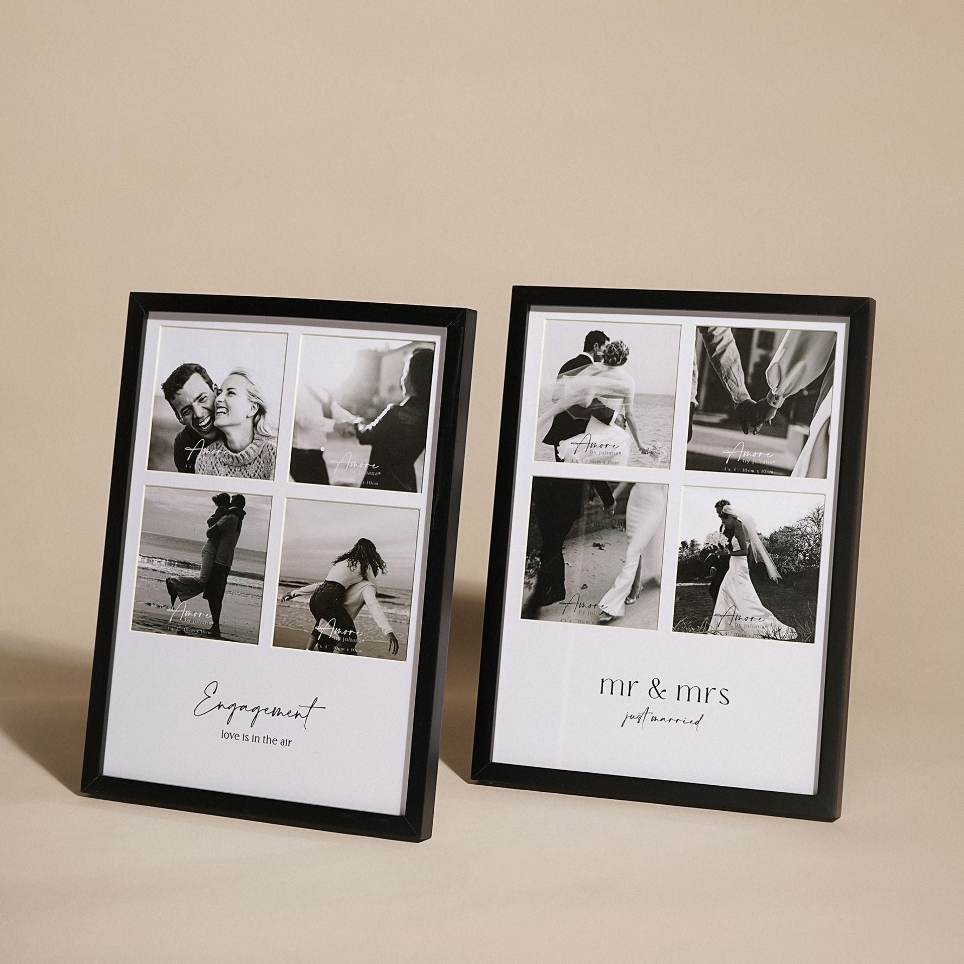 Amore Black Multi Aperture Photo Frame - Mr & Mrs